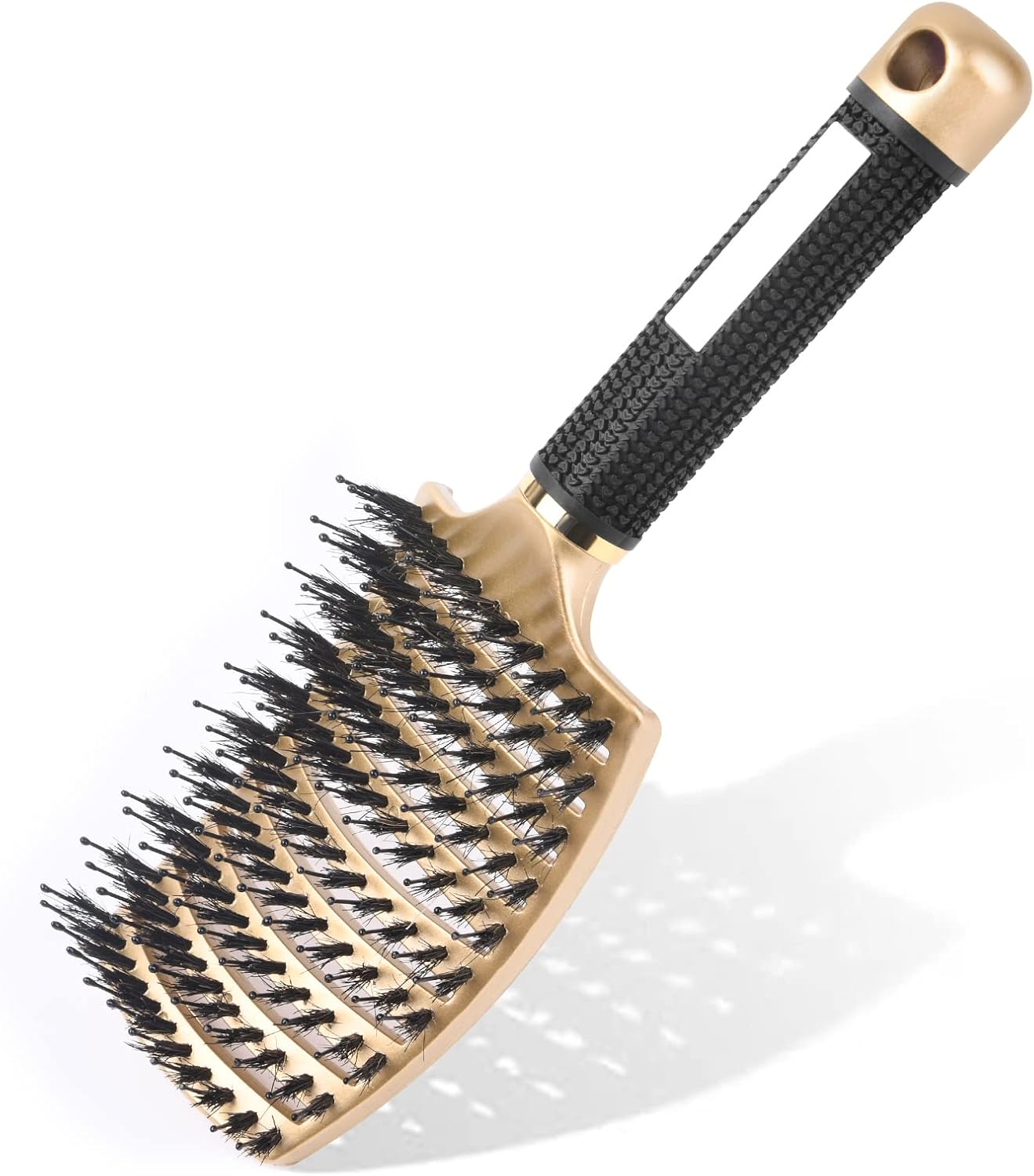 URAQT Boar Bristle Paddle Hairbrush for Women, Soft Massage Hair Comb, Detangle Thick Curly Hair, Reducing Hair Breakage and Frizzy