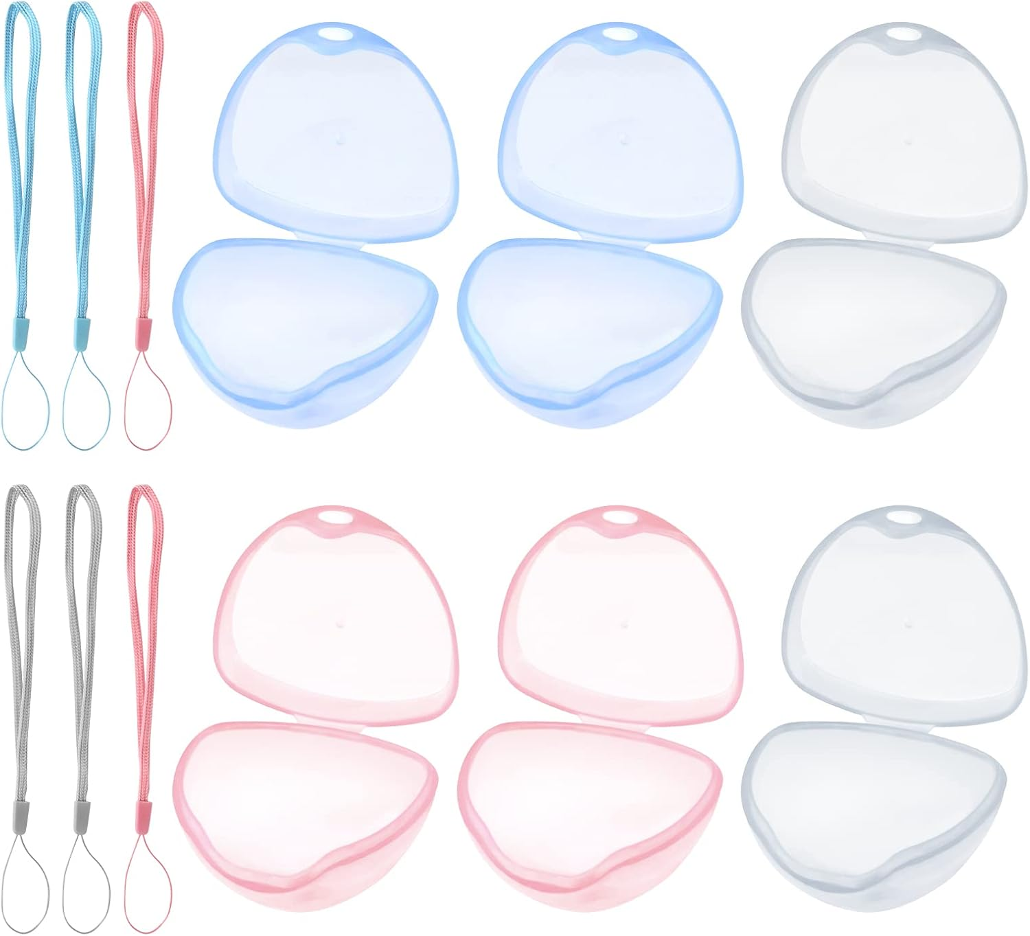 Homiliky Dummy Case,6Pcs Transparent Pacifier Case with String,3 Colors Dummy Holder Case Soother Pod Storage Box Bpa-Free Nipple Shield Case for Infant, Baby, Travel, Home image number 4