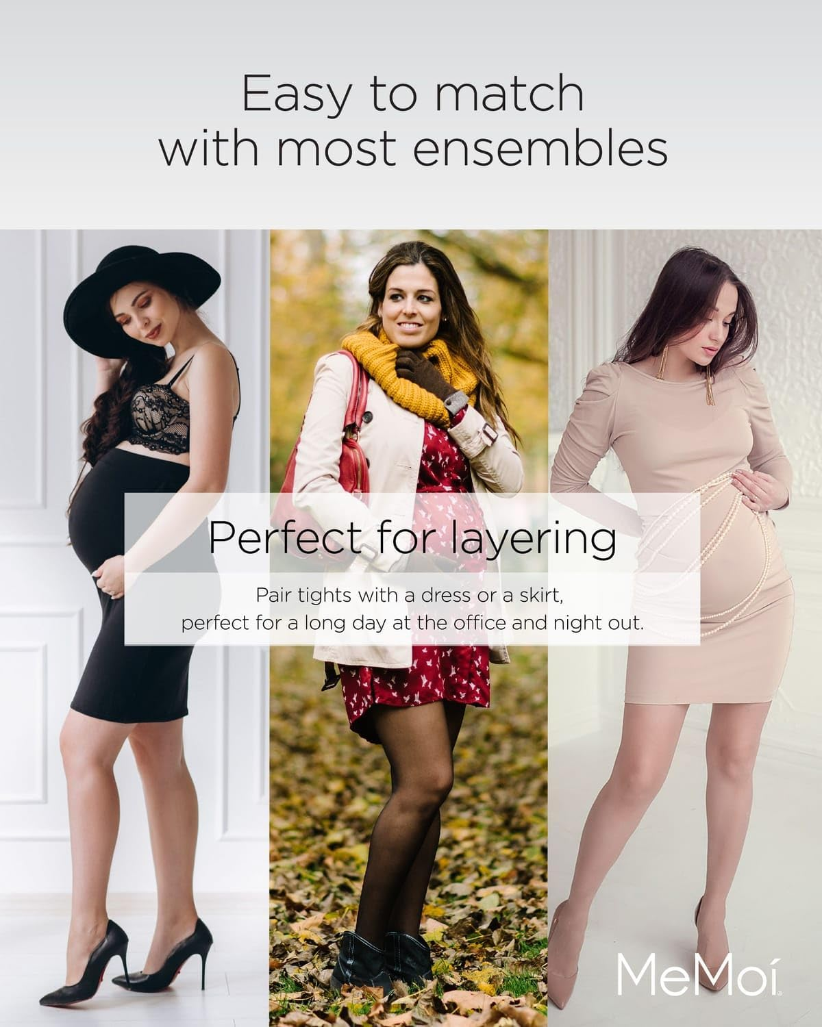 Memoi Microfiber Opaque Maternity Tights | Pregnancy Support Hose image number 5