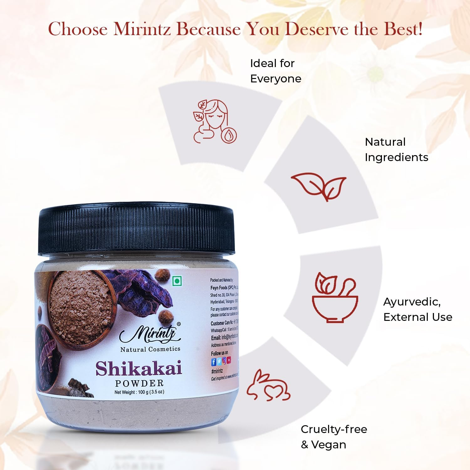Mirintz 100% Natural Shikakai Powder | (100 Gms) Pure Shikakai Powder for Hair Care -Cleansing & Conditioning | Hair Pack for Hair Growth | Herbal Shikakai Powder DIY Ayurvedic Hair Mask image number 3