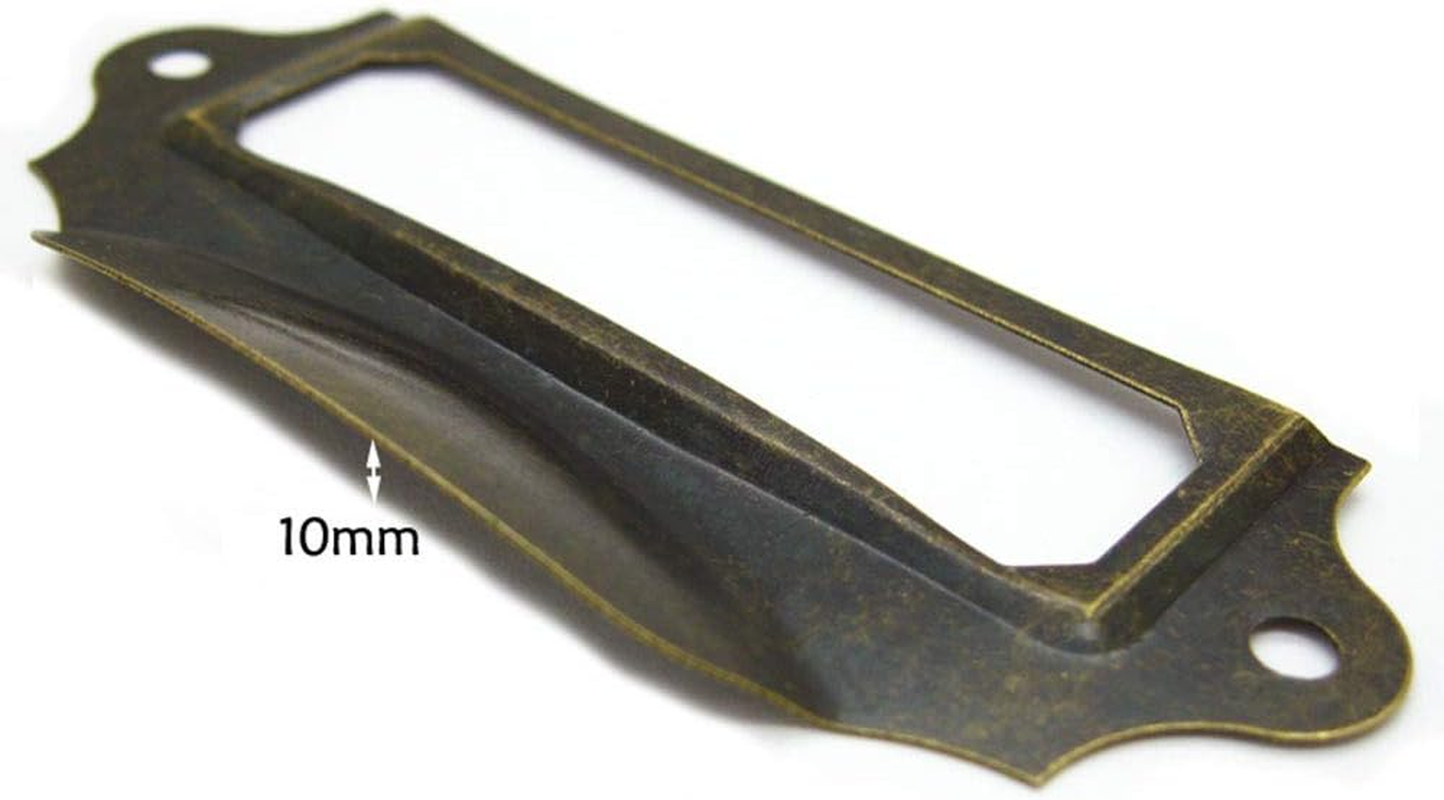 Sagasave Label Holder Pull Handles, Vintage Iron Label Frame Drawer Knobs with Screws for Cabinet Cupboard, Bronze Tone, 90X40Mm, Pack of 8 image number 5