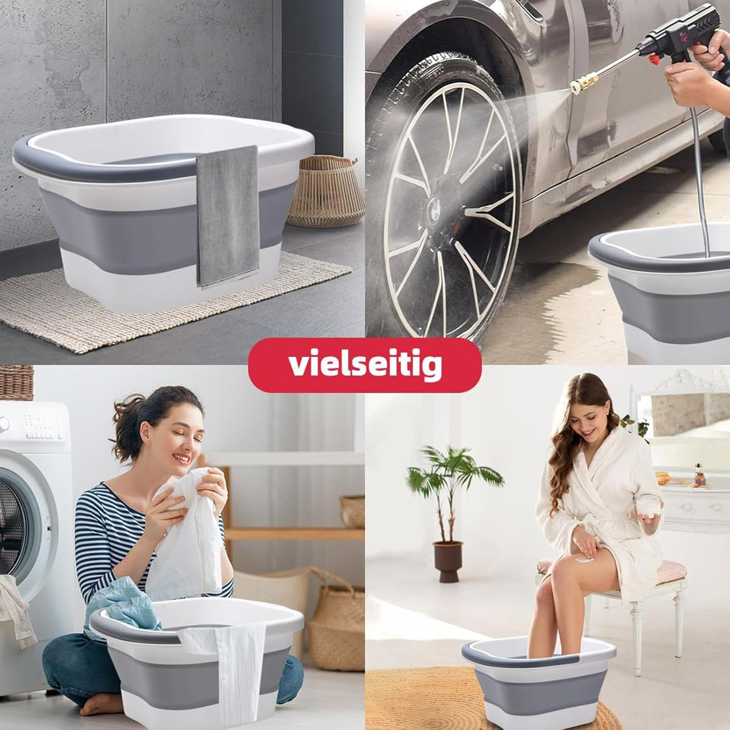 Foot Bath Bucket - Foldable Foot Bath Basin 15L | Foldable Foot Spa Bucket Portable Large Space Foot Soak with Handle, Foot Tub for Outdoor Laundry Travel Hoffti image number 5