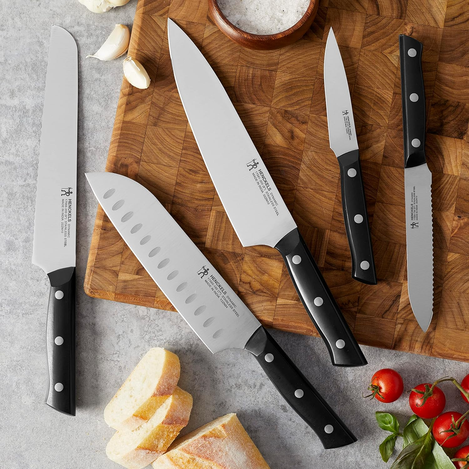 HENCKELS Dynamic Razor-Sharp 5-Piece Kitchen Knife Set, Chef Knife, Bread Knife, German Engineered Informed by 100+ Years of Mastery image number 3