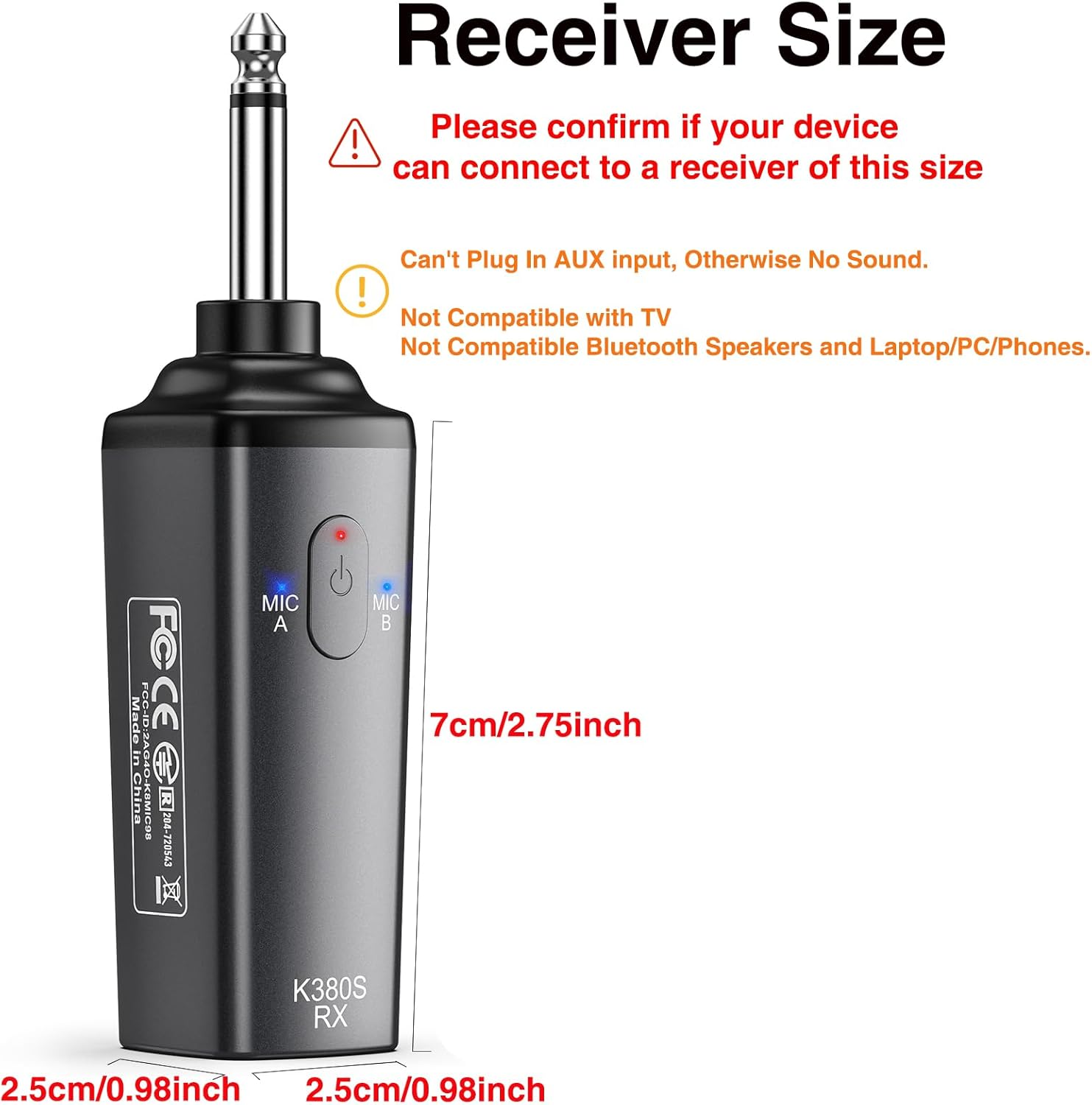 Wireless Microphone, LEKATO Rechargeable Wireless Microphone Metal Dual Handheld Dynamic Mic with Rechargeable Receiver, 1/4'' Plug for AMP, PA System, Karaoke, Singing, Party, Church, Wedding