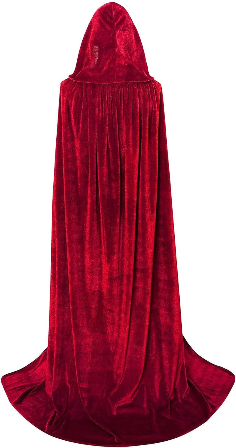 Unisex Hooded Cloak Long Velvet Cape for Halloween Christmas Cosplay Costume