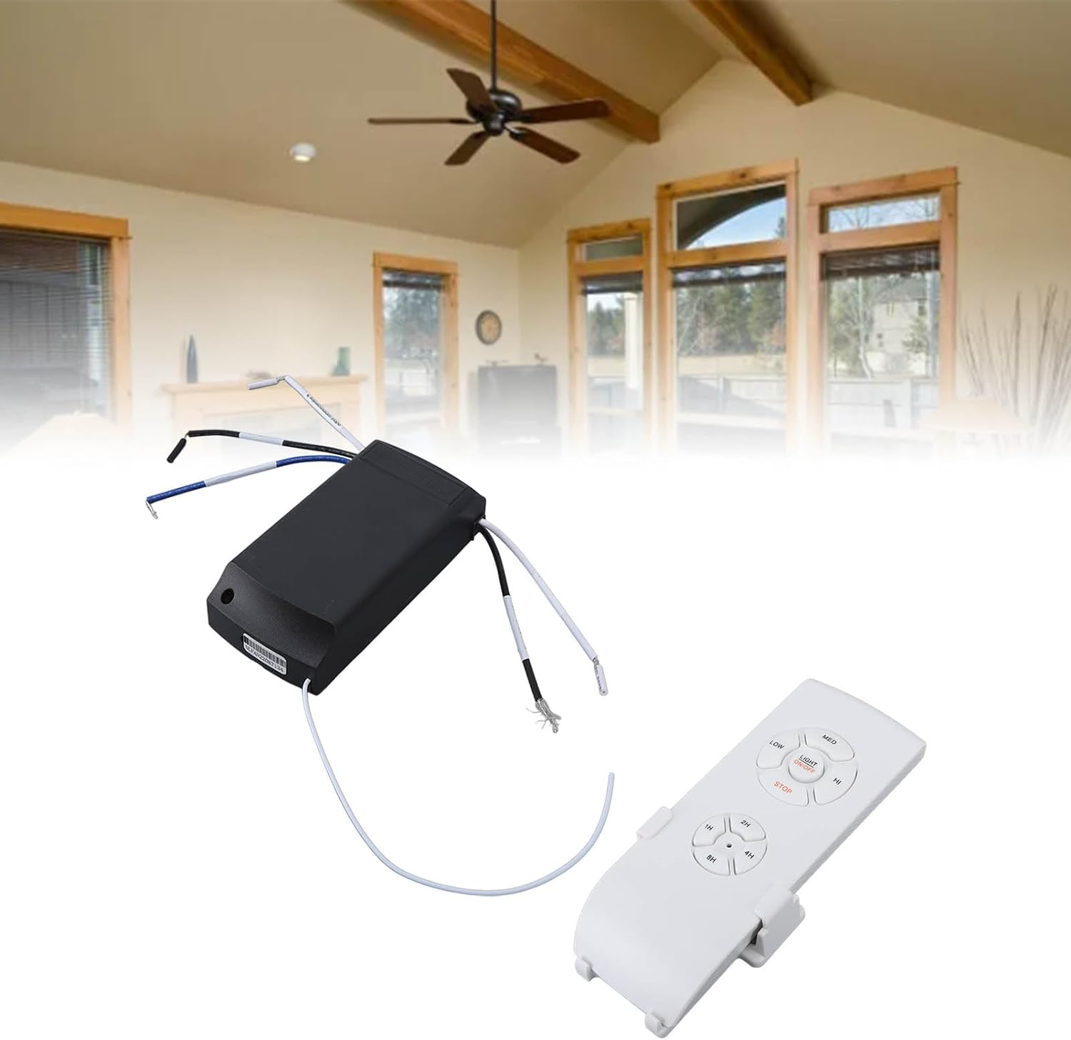 MEKOTRIN Ceiling Fan Remote Control Kit, Replacement 85‑240V Long Distance Ceiling Fan Lamp Remote Control Kit for House image number 1