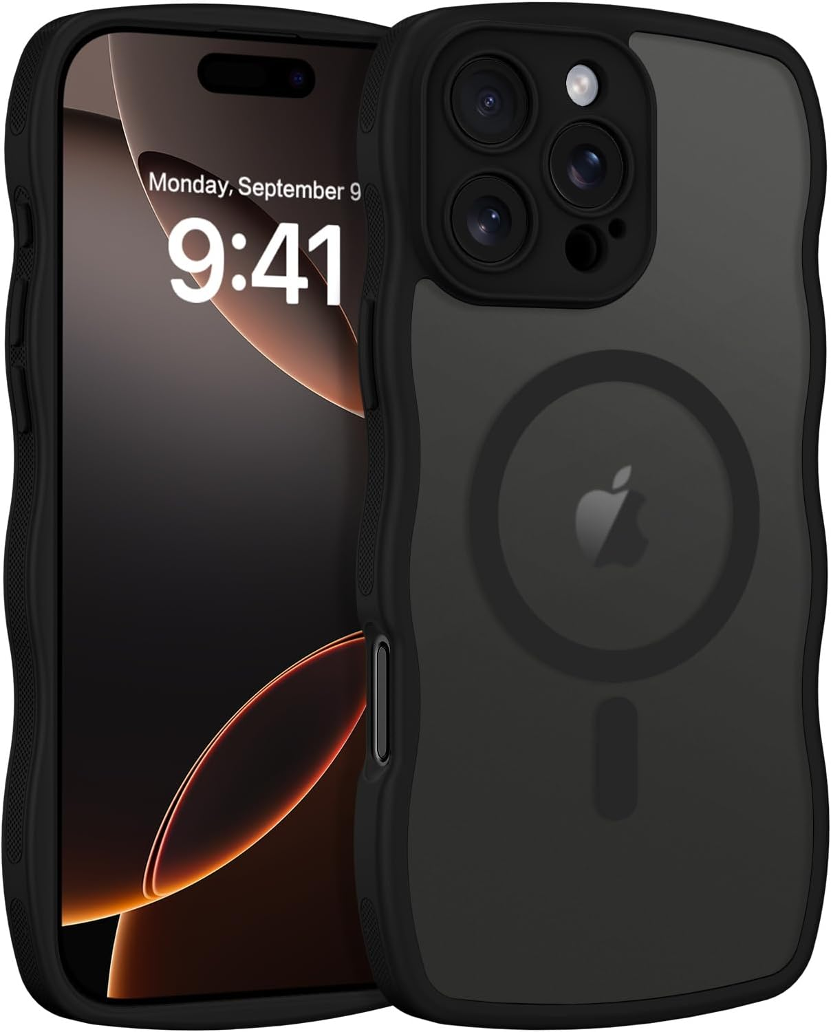 BENTOBEN for Iphone 13 Pro Max Case, Magnetic Wavy Matte Phone Cases Compatible with Magsafe, Anti-Slip Wave Edge Shockproof Full Body Protective Cover for Iphone 13 Pro Max 6.7 Inch, Desert Titanium