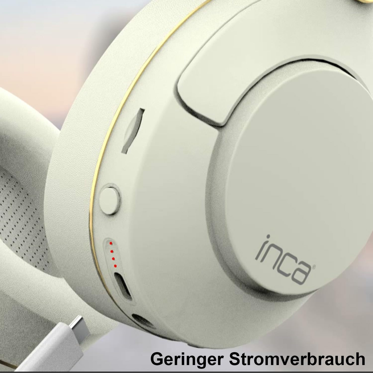 İnca IBK-503 Bluetooth Headphones, Wireless Over-Ear Headsets with Microphone, up to 12 Hours of Playback, AUX & SD Card Slot, Ergonomic Design for Music & Gaming (White) image number 5