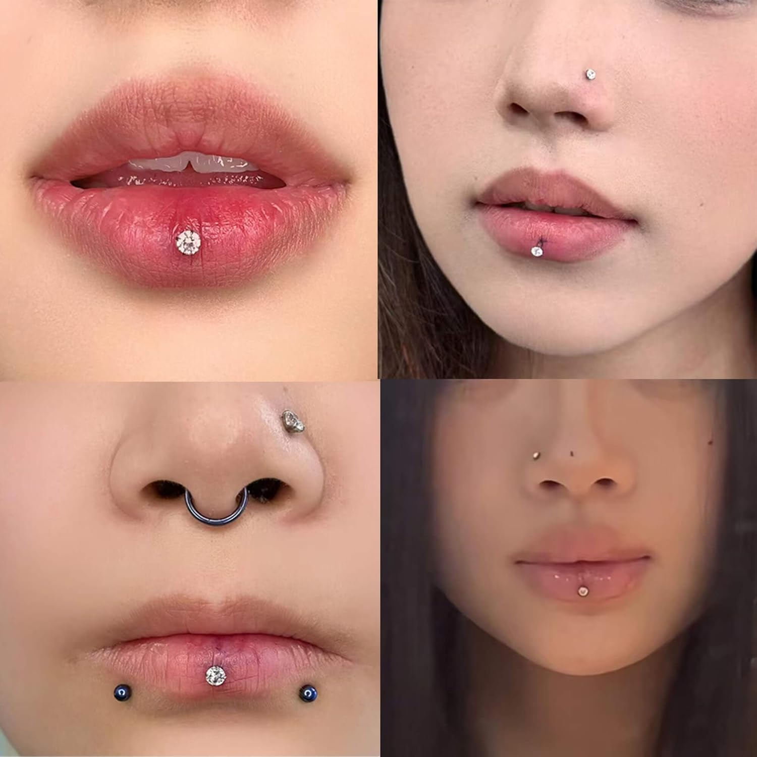 QXXPVV 16G 18G Flat Back Earrings Stud Stainless Steel Extended Internally Thread Tragus Labret Nose Cartilage Lip Medusa Conch Body Piercing Jewelry Hypoallergenic for Women Men