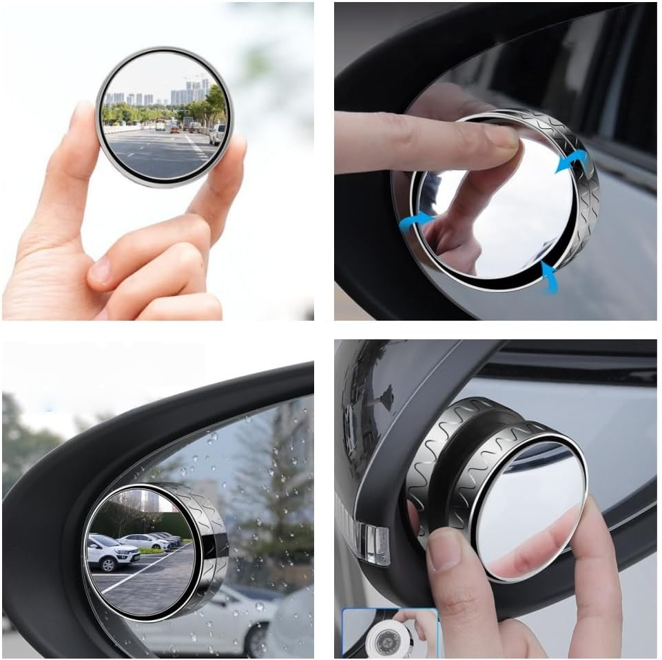 Aknebriax 2 Pairs (4-Pack) Car Blind Spot Mirror, round HD Suction Cup Blind Spot Mirrors,Enhanced Side Visibility, Secure Non-Adhesive Mounting for All Vehicles.(Silver) image number 1