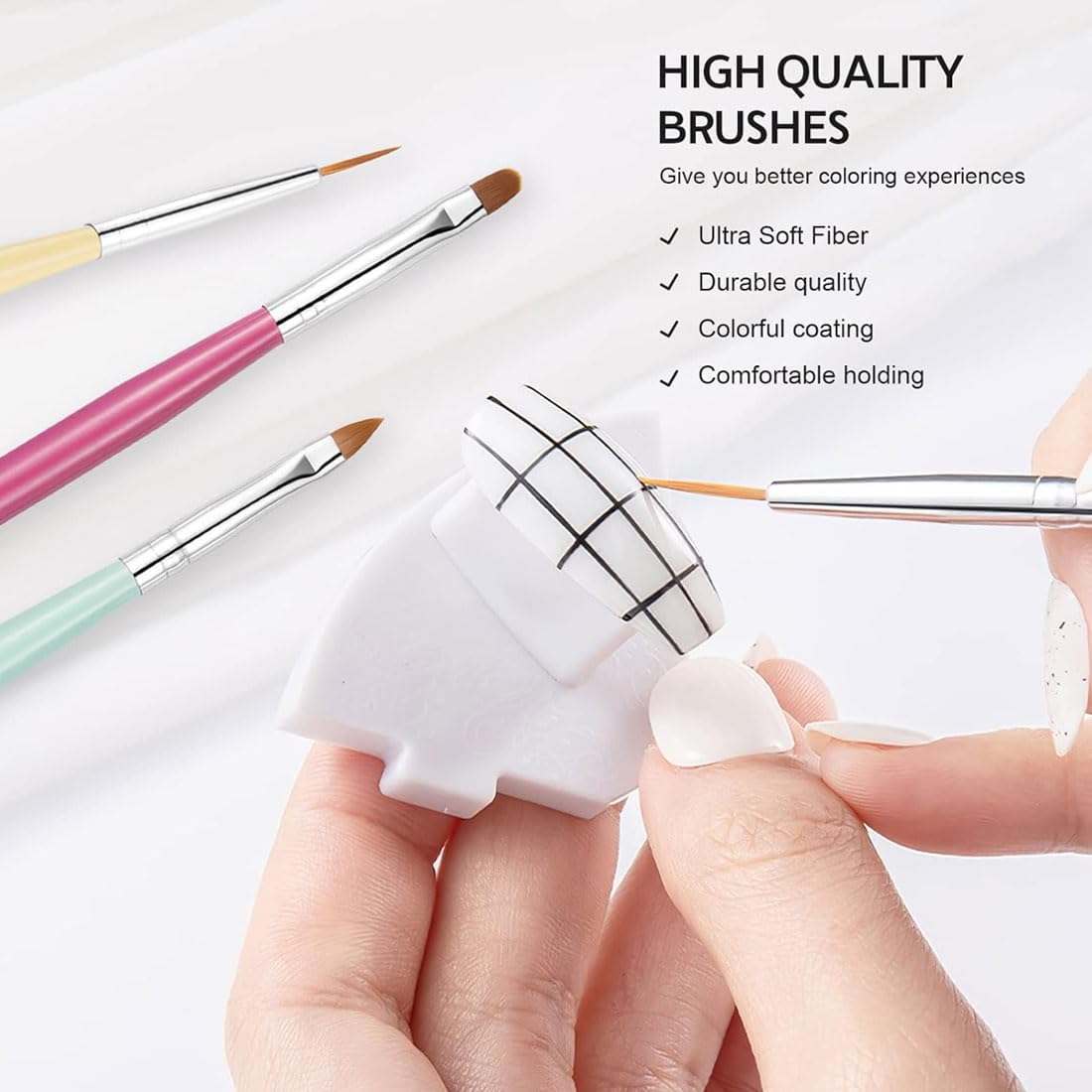 YOCDNOV 6 Pieces Nail Brushes - Acrylic Nail Brush, Nail Brushes for Decoration, Nail Art Design Dotting Pen Nail Brush, Double Sided Nail Tools, for Nail Design and DIY image number 3