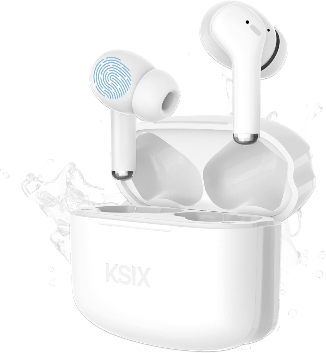 KSIX Orion 2 Wireless Headphones, TWS, ENC Noise Cancellation, Dual Microphone, Touch Control, Voice Assistant, Calls, USB-C Charging Case, Autonomy 6 Hours + 18 Hours, IPX4, White image number 3