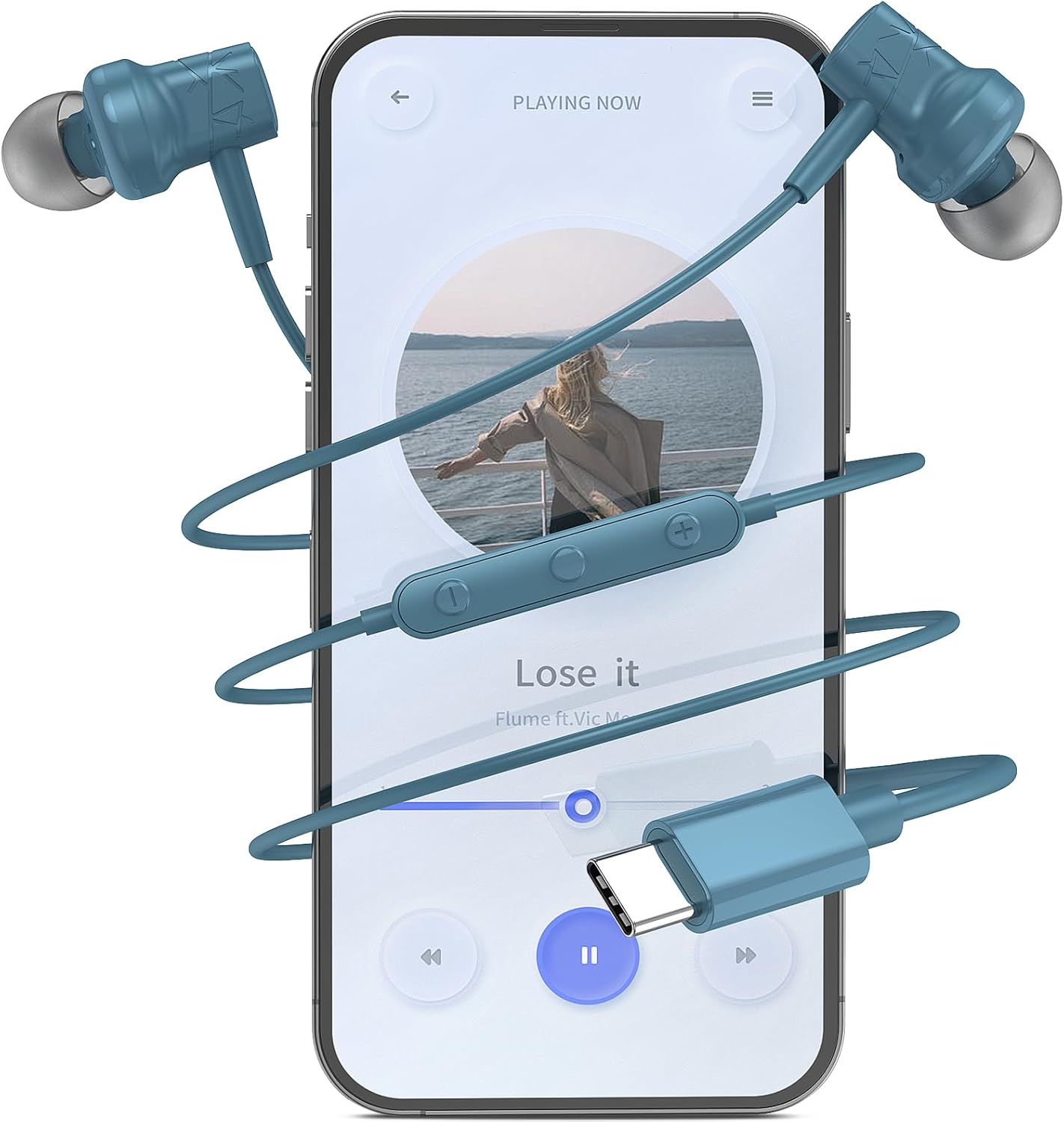 Wireless Headphones, Magnetic USB C Earphones with Microphone and Volume Control for Iphone 16 Pro Max Ipad 10 Samsung A16 5G A35 A55 S24 S23 Pixel 9 8A and Laptops with Type C Interface image number 4