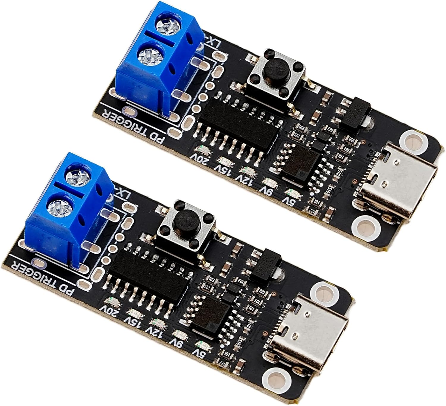 A-DIGISHUO 2PCS 100W 5A USB-C PD QC DC 5V 9V 12V 15V 20V Adjustable Voltage Power Trigger Module 5A Type-C Female Input (Type-C Female to Terminal Output) image number 4