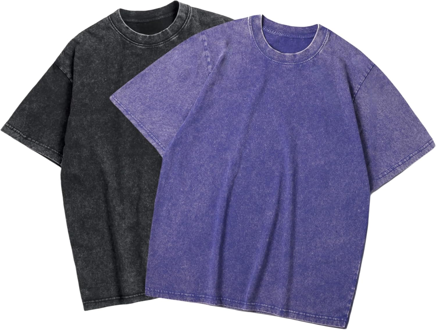 SAN Platina Oversized T Shirt Men Women - 2 Pack Acid Wash Heavy Cotton T Shirts,S-5Xl,Vintage T Shirt,Blue Black T Shirt