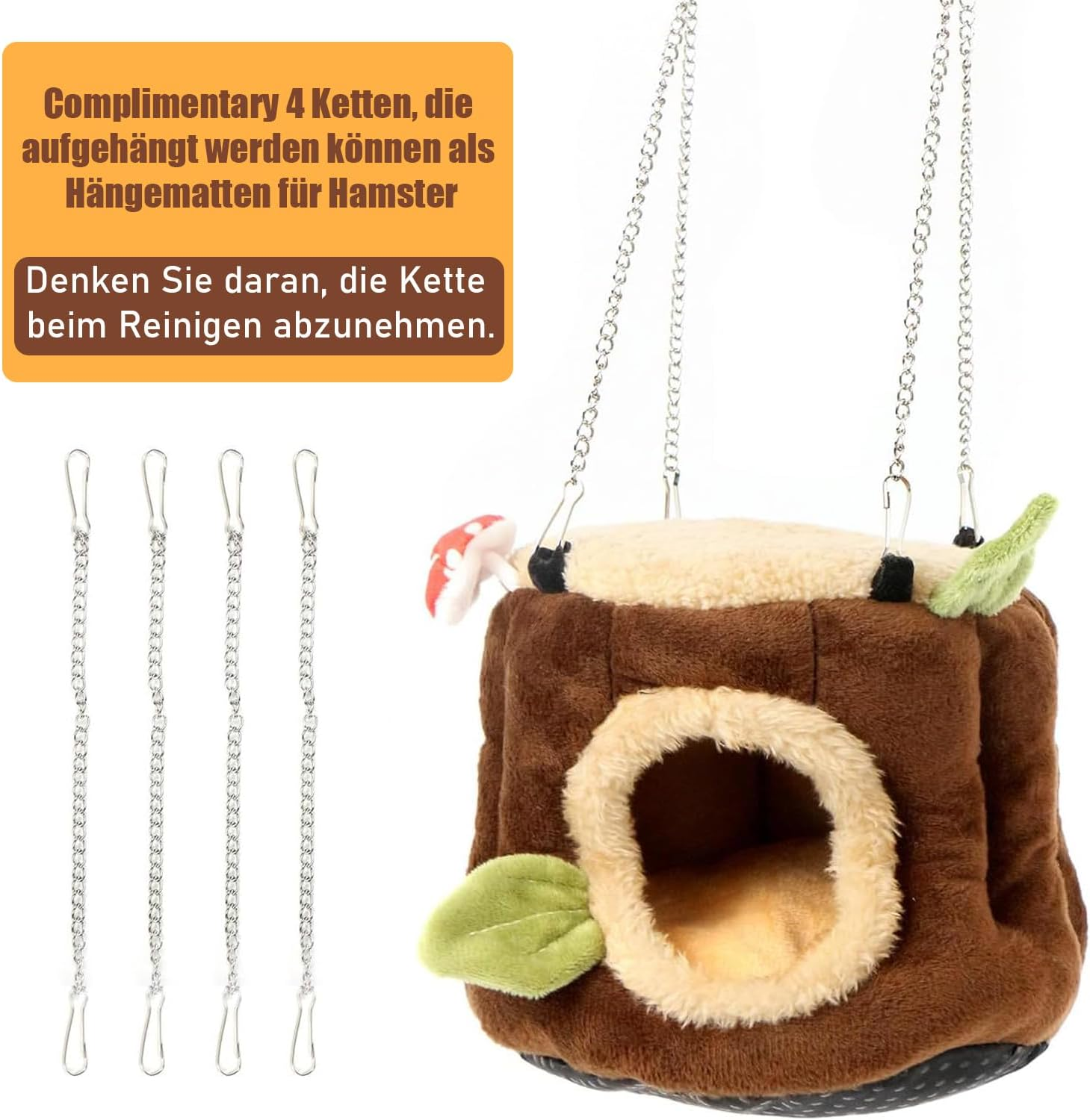 Norhogo Guinea Pig Cave Hammock Small Animal Beds Hideout Hamster Hamster House Hamster House Hammock Guinea Pigs Hammock for Dwarf Rabbits Chinchilla Hedgehog Parrot image number 1