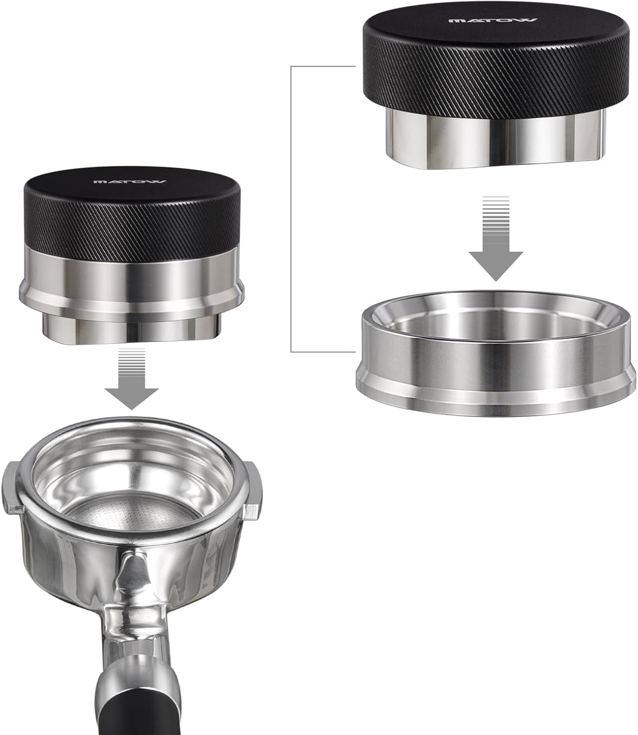 2 in 1 Design Gravity Distributor and Magnetic Dosing Funnel Combo, 58.5Mm Adaptive Espresso Distributor and Stainless Steel Dosing Ring Set Fits All 58Mm Portafilter image number 3