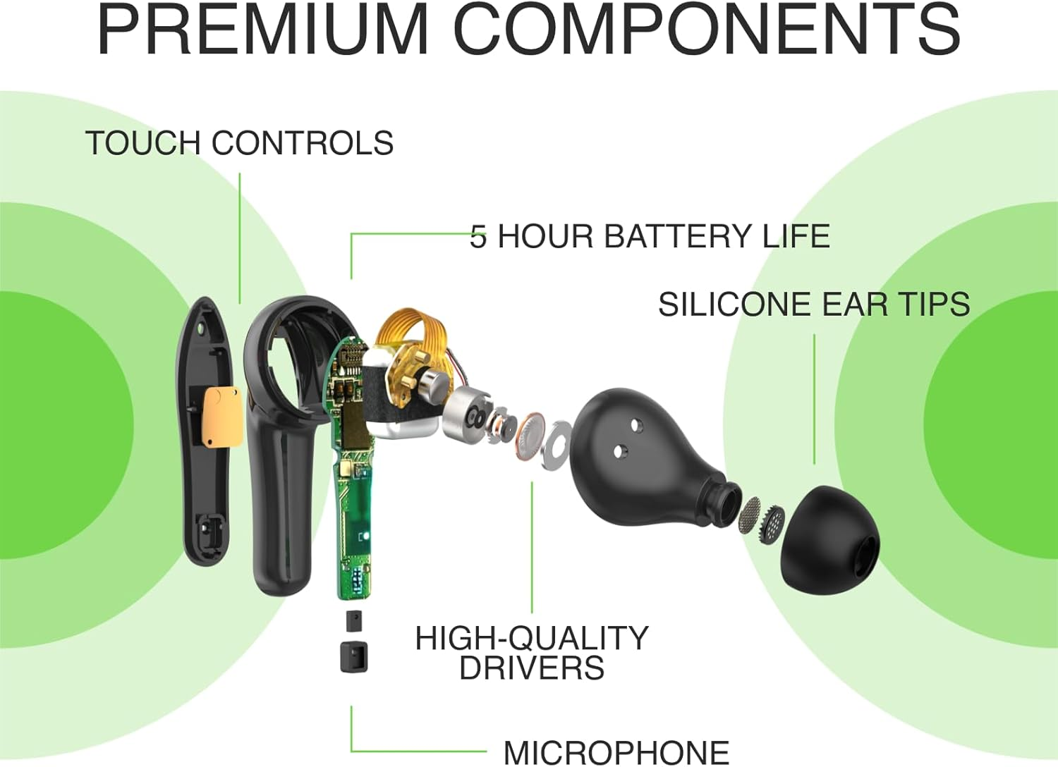 Belkin SOUNDFORM Move True Wireless Headphones, Black, Universal, &lrm;Pac001Btbk-Gr image number 3