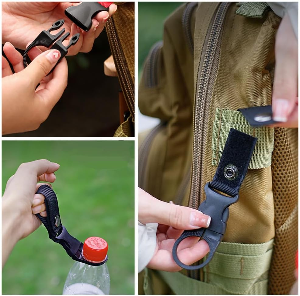 3 PCS Hanging Bottle Buckle Clip Carabiner,Water Bottle Clips,Mineral Water Bottle Clip,Portable Mineral Water Bottle Ring Holder Keychain Belt Webbing Strap for Outdoor Camping Hiking Traveling image number 1