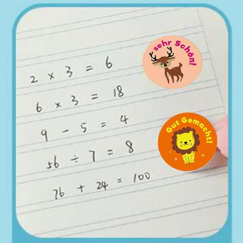 Motivational Stickers for Children, Pack of 1000 Self-Adhesive Animal Reward Stickers, Teacher Reward Stickers with Cute Animals, Praise Praise Stickers for School, Classroom, Rounds image number 5