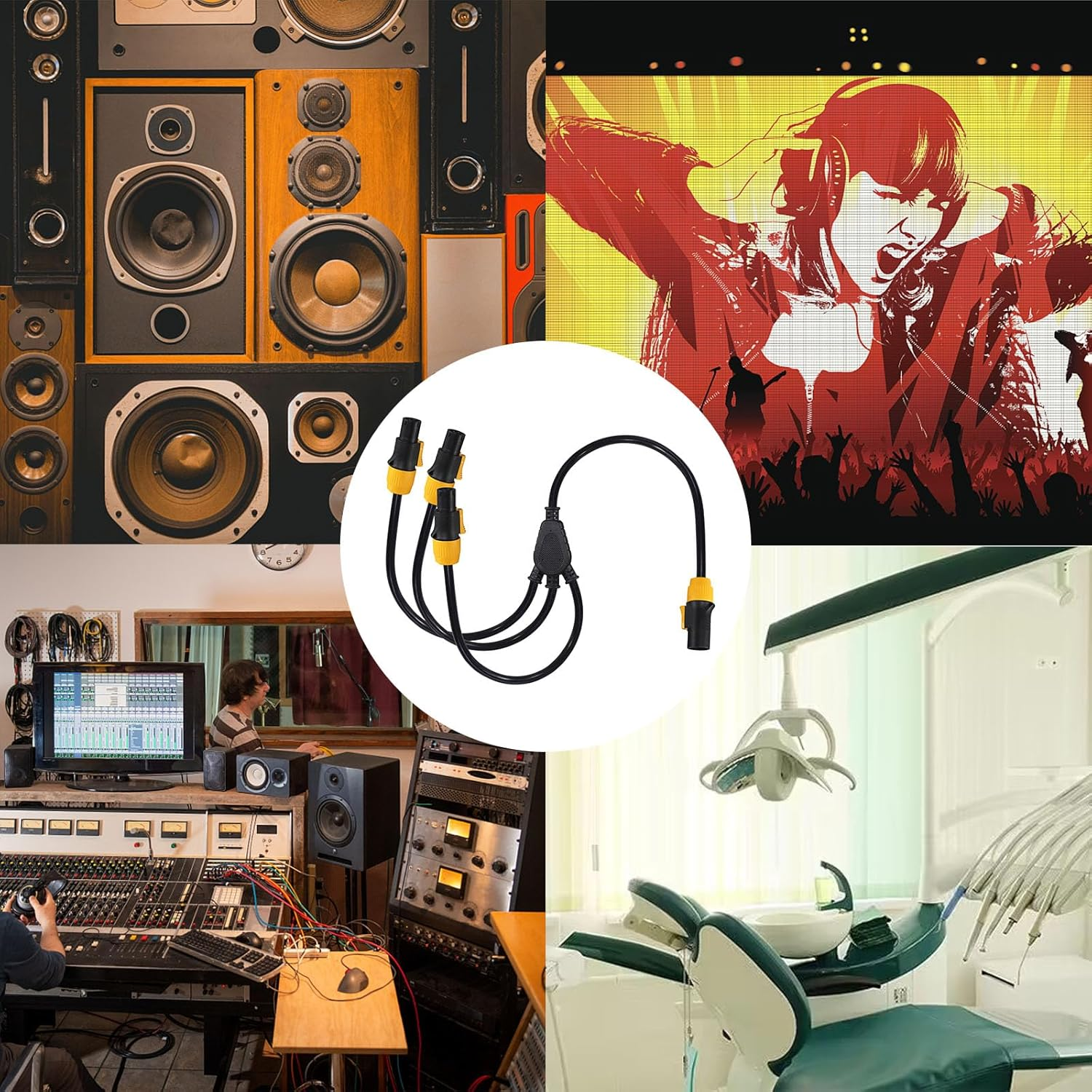 Powercon Ture1 NAC3MX-W to 3X NAC3FX-W Splitter Extension Cable 3 Ways Powercon Male to Female Cords 14 Gauge 3FT Heavy Duty image number 5