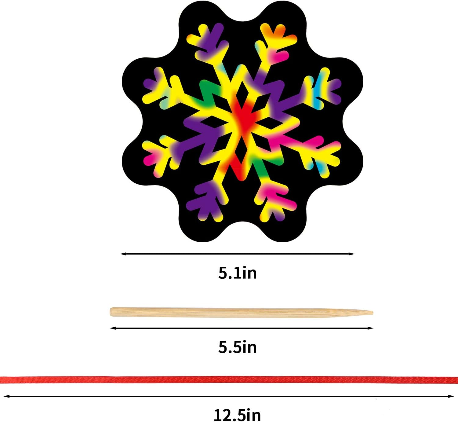 DERAYEE Pack of 48 Christmas Scratch Pictures Scratch Paper Set with Wooden Pens and Ribbons Rainbow Scratch Christmas Stockings Christmas Tree for Christmas Children Gift image number 5