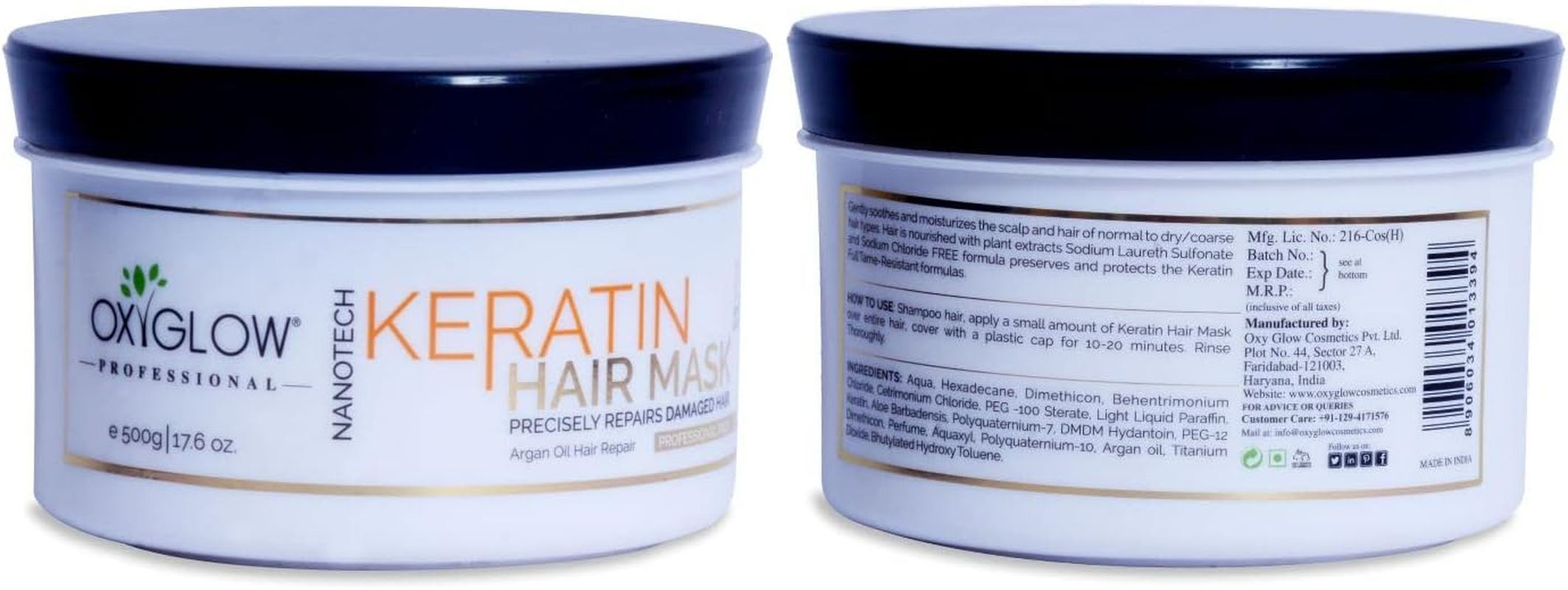 Oxyglow Keratin Hair Mask for Dry and Damaged Hair, 500 G image number 2