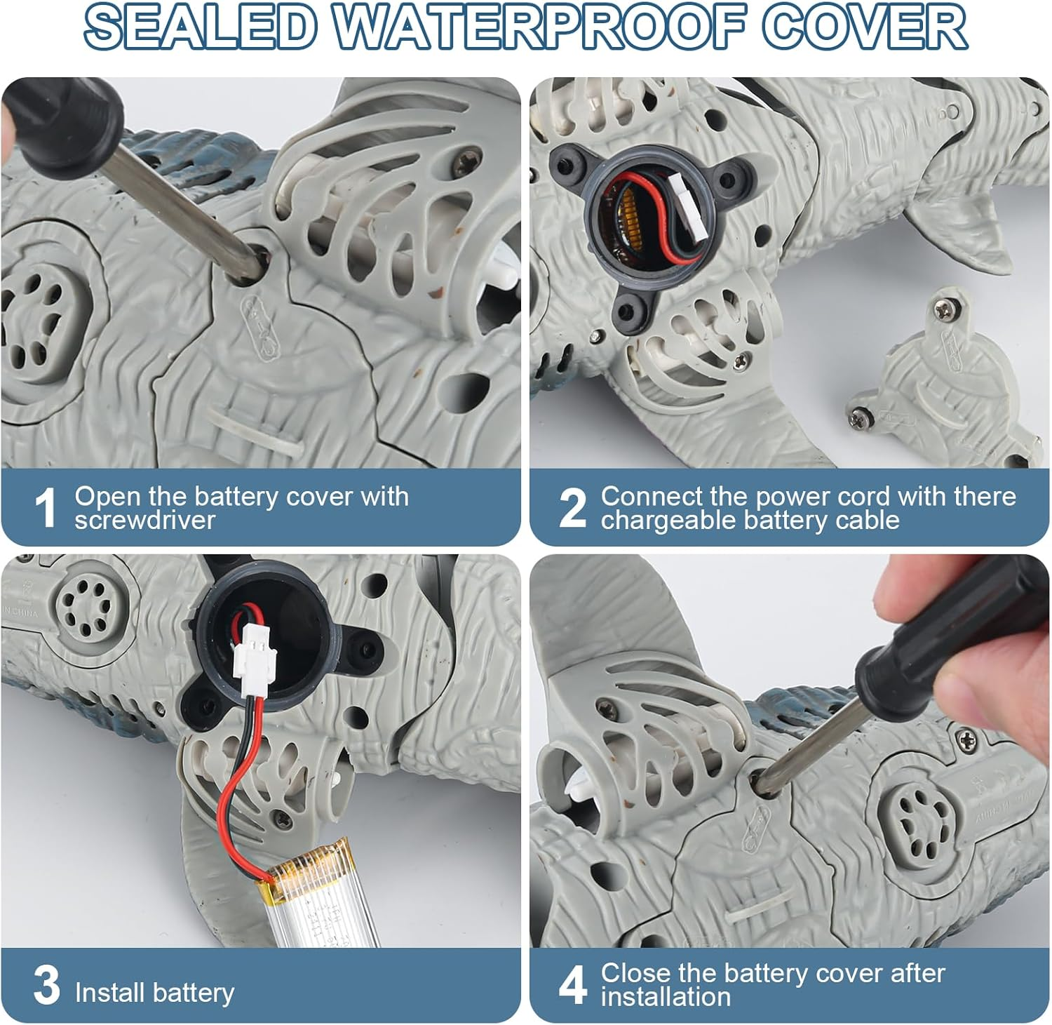 Remote Control Dinosaur Toys, High Simulation Dinosaur Toy with LED Lights for Swimming Bath Lake Ocean RC Boat Toys, 2.4Ghz Aquatic Remote Control Dinosaur Toys for Kids image number 6