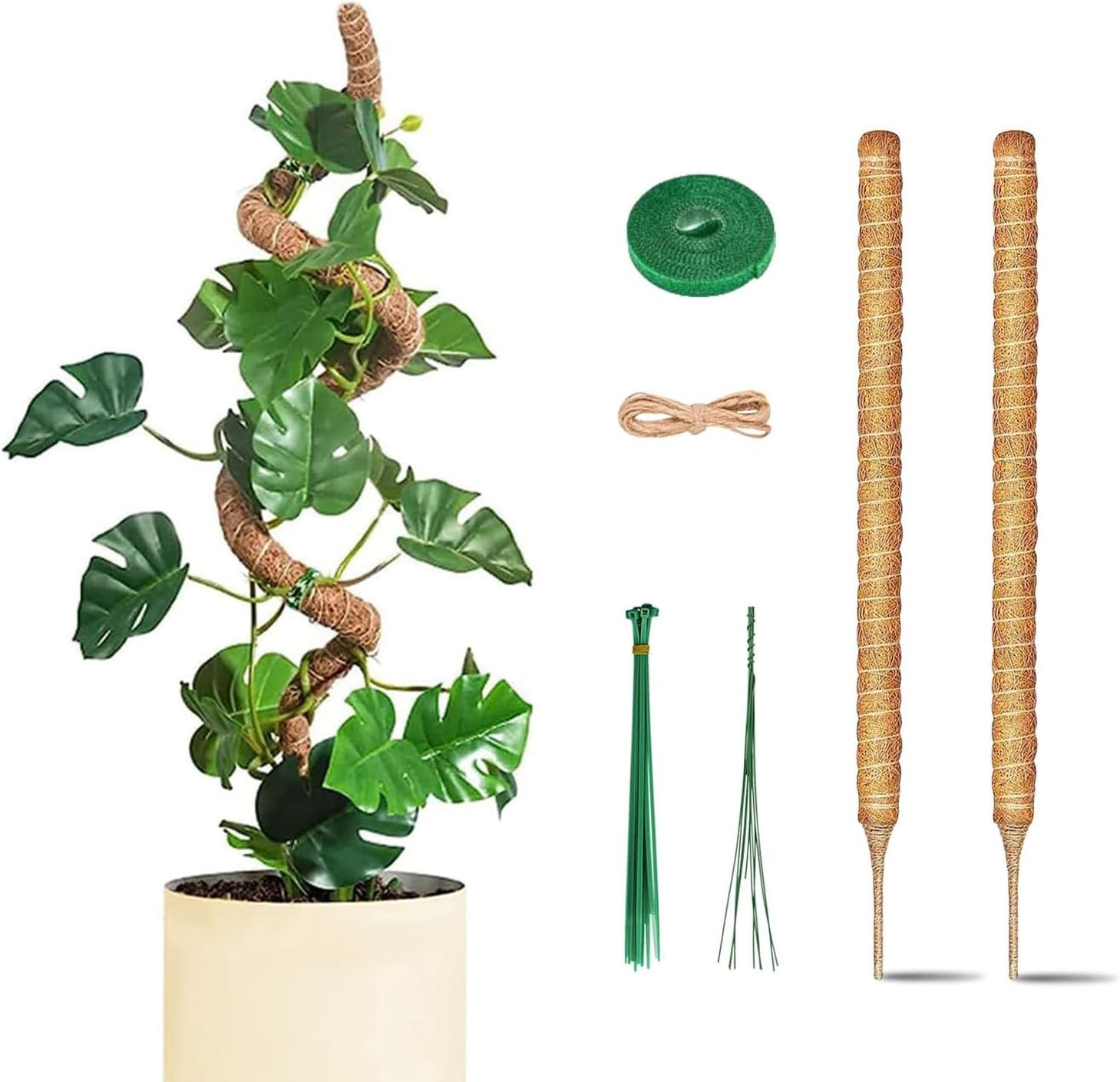 Pack Moss Pole Kit, 48 Inch Bendable Moss Pole Monstera Plant Support, Moss Poles for Monstera, Climbing Plants Indoor Large Moss Pole Support Garden Trellis Potted Plants Pothos Growth (48 Inch) image number 6