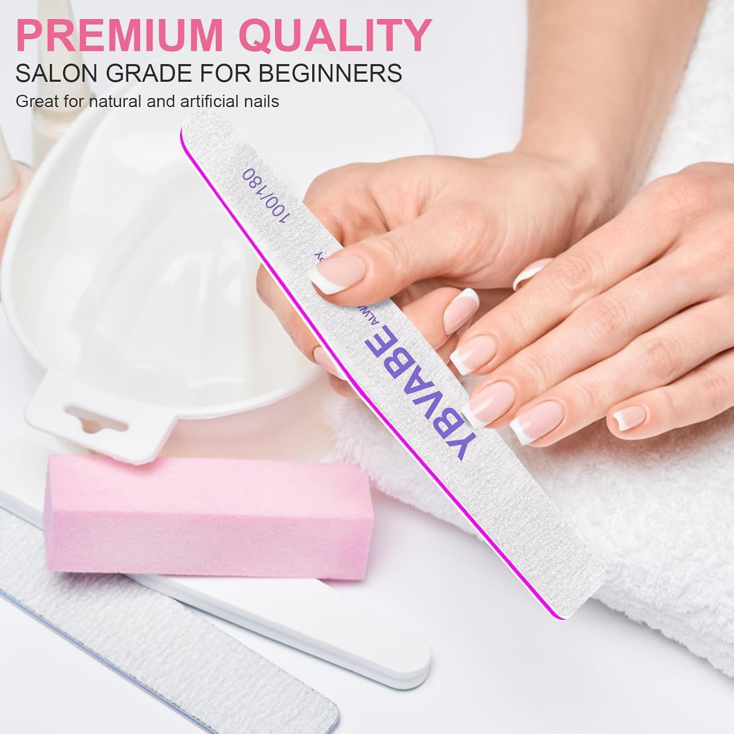 YBVABE Nail File, 25Pcs Nail Files180/240 Grit Double Sided, Premium Professional Salon Quality- Reusable Washable Emery Boards Manicure Tool for Nail Shaping, Dual Grit Manicure & Pedicure(Rhombus)