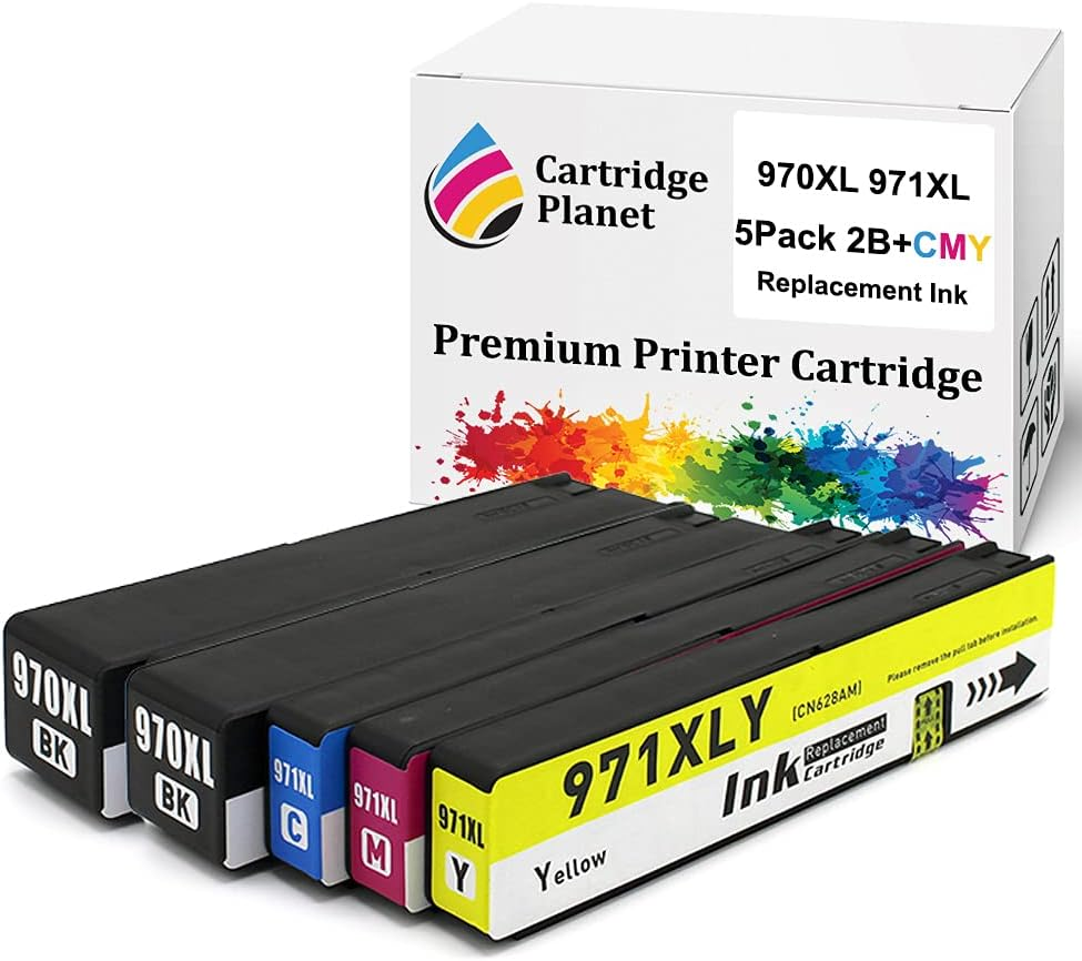 Cartridge Planet 5 Pack (2BK,1C,1M,1Y) Compatible Ink for HP 970XL 971XL for HP Officejet PRO X451Dw PRO X476Dw PRO X551Dw PRO X576Dw