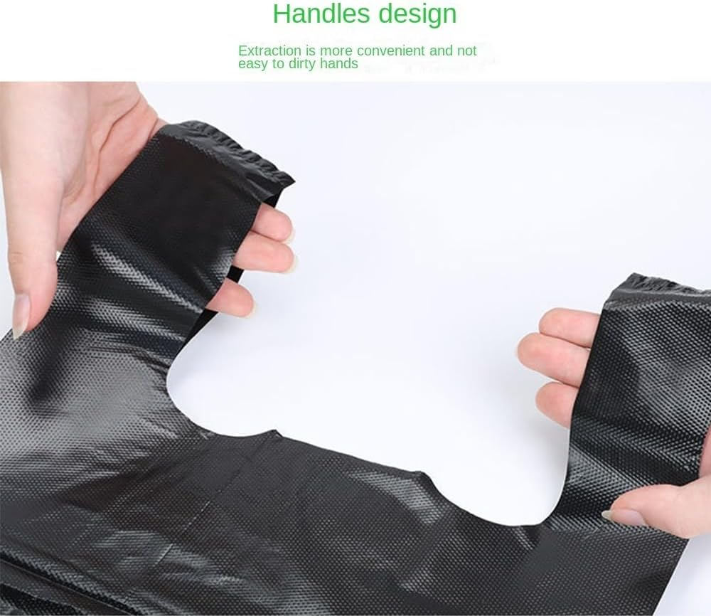 100 Pcs,12.5 * 20In Black Grocery Plastic Shopping Bags with Handles T Shirt Bags for Small Business Store Retail Restaurant, Black, 20.5 Inches X 12.5 Inches X 6 Inches image number 4