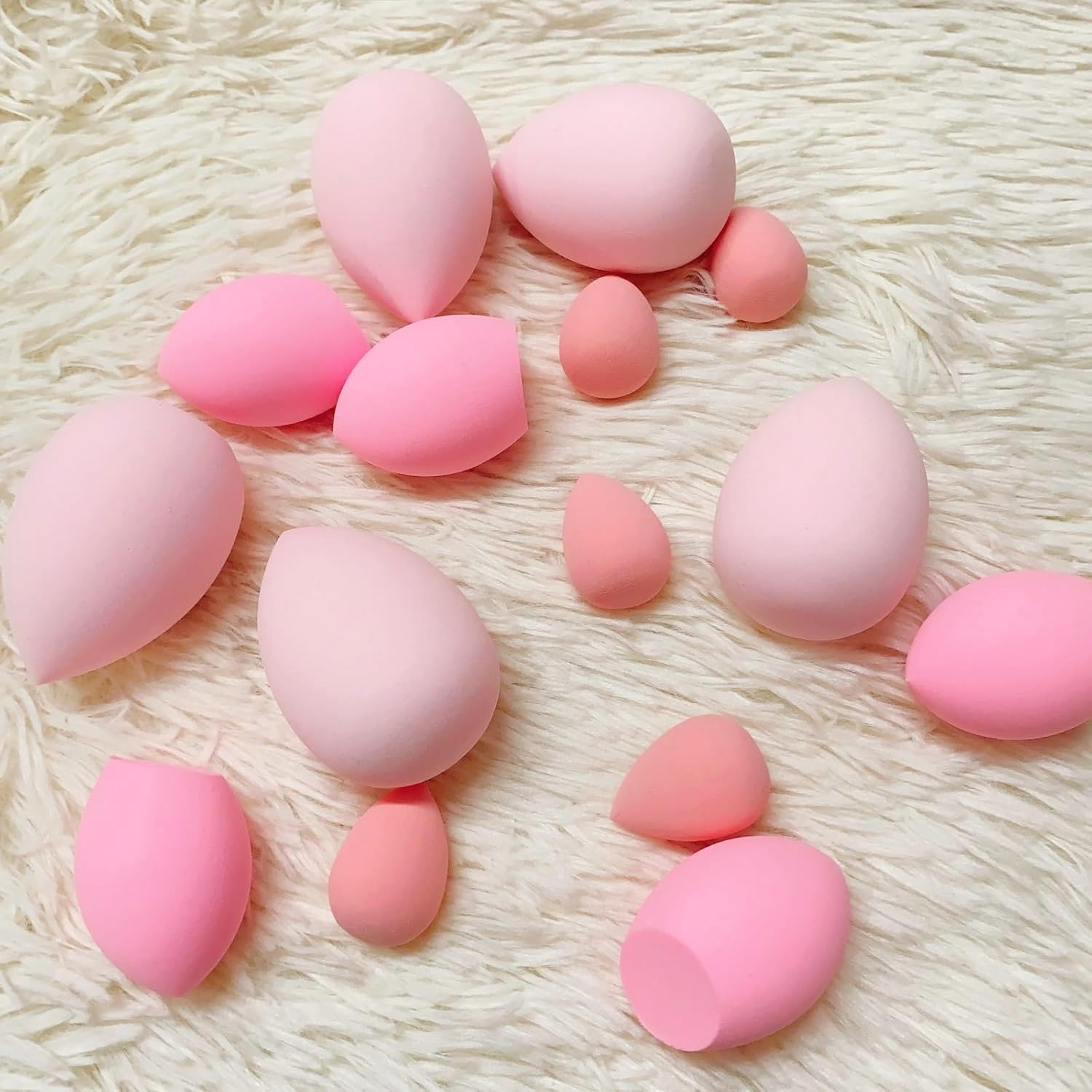 15 Pcsmakeup Sponge Blender Set: Blender Sponges 15 Pcs for Liquid, Cream and Powder, Multi-Colored Pink Make up Sponges for Foundation image number 2