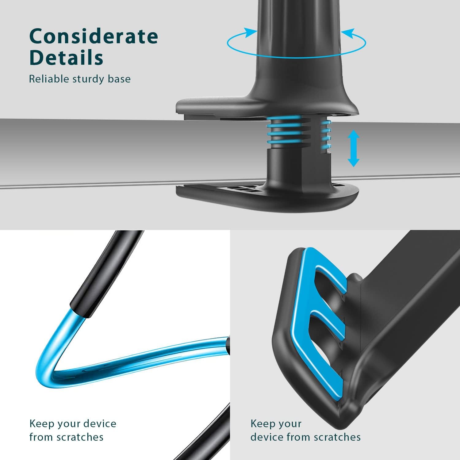 GVTECH Gooseneck Tablet Stand, Universal Tablet Mount Holder 360 Flexible Lazy Arm Holder Clamp Mount Bracket Bed for 4.6"-11" Ipad Air Pro Mini, Samsung, Huawei Tab, Iphone, Switch, More Devices image number 5