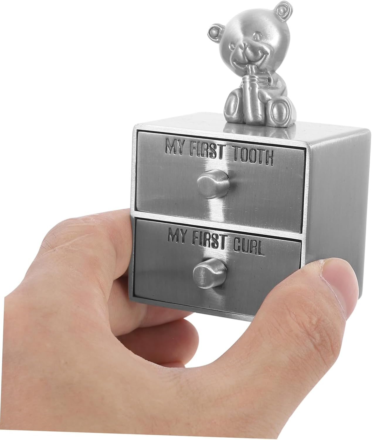 Metal Tooth Keepsake Box for Boys and Lost Deciduous Tooth Storage Organizer Curl Trinket Box Drawer Memories image number 1