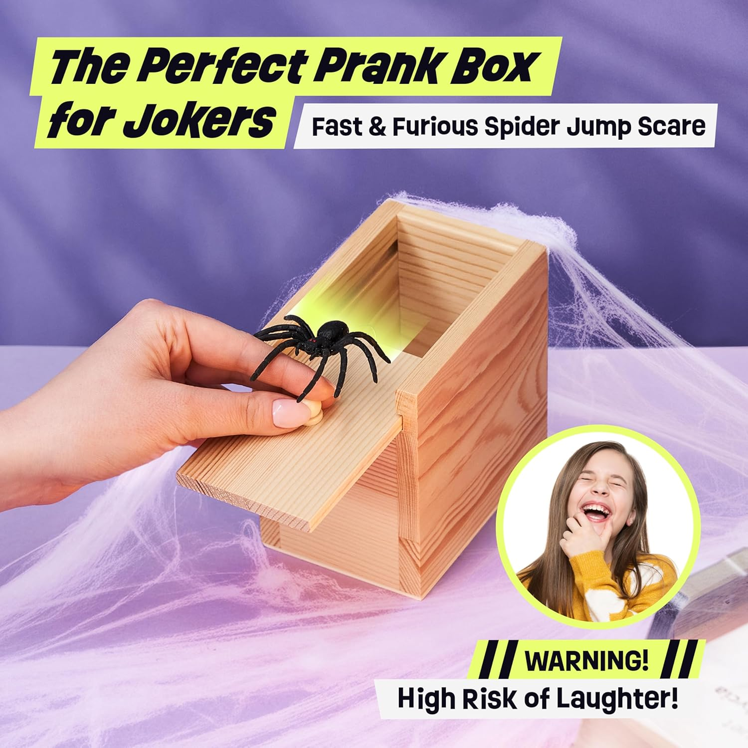 Funfamz the Original Spider Prank Box- Funny Wooden Box Toy Prank, Hilarious Money Gift Box Surprise Toy and Gag Gift Practical Joke image number 4