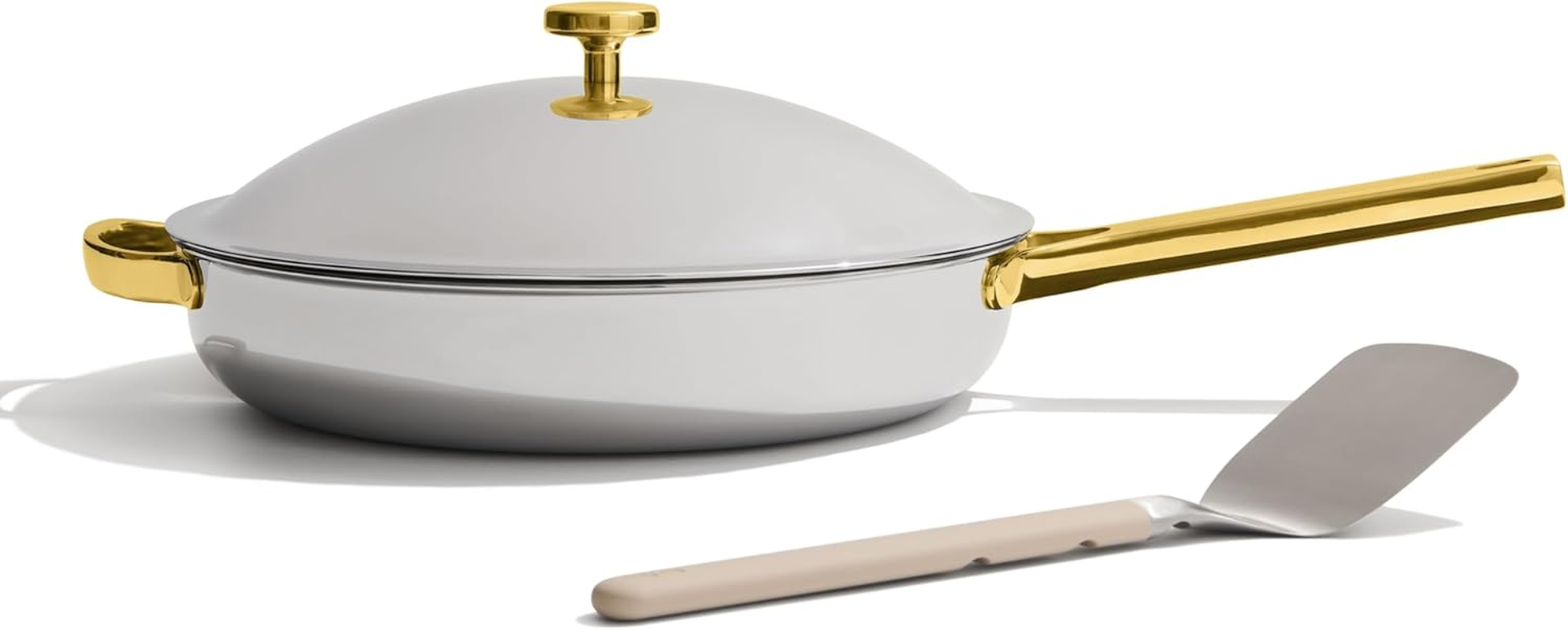 Our Place Titanium Always Pan Pro - 27Cm (2.65L) No-Coating Nonstick Skillet | Tri-Ply Titanium & Stainless Steel | Safe for Oven, Induction & All Cooktops up to 535&deg;C | Includes Spatula | Gold