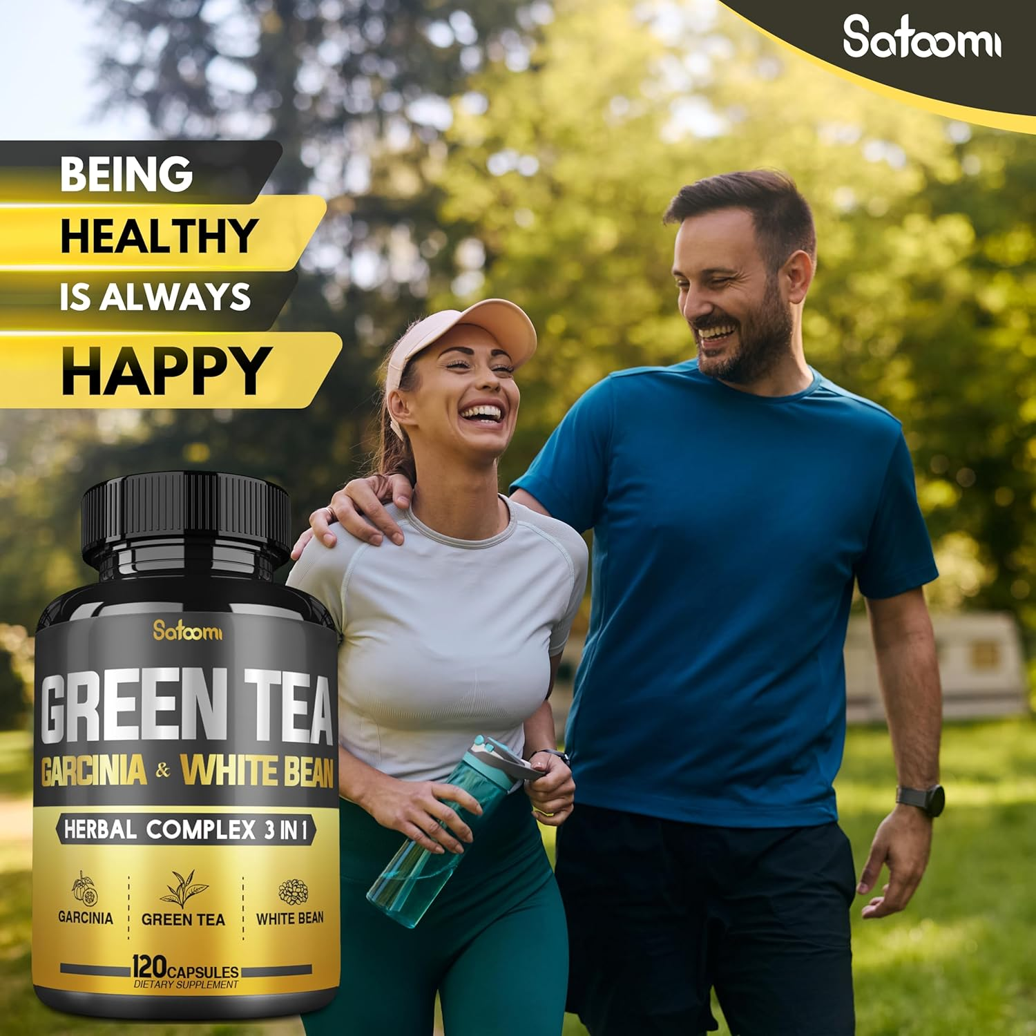 SATOOMI Green Tea Extract Supplement for Women & Men with Garcinia Cambogia, White Kidney Bean Blend - 120 Vegan Capsules for 2 Month Supply image number 5