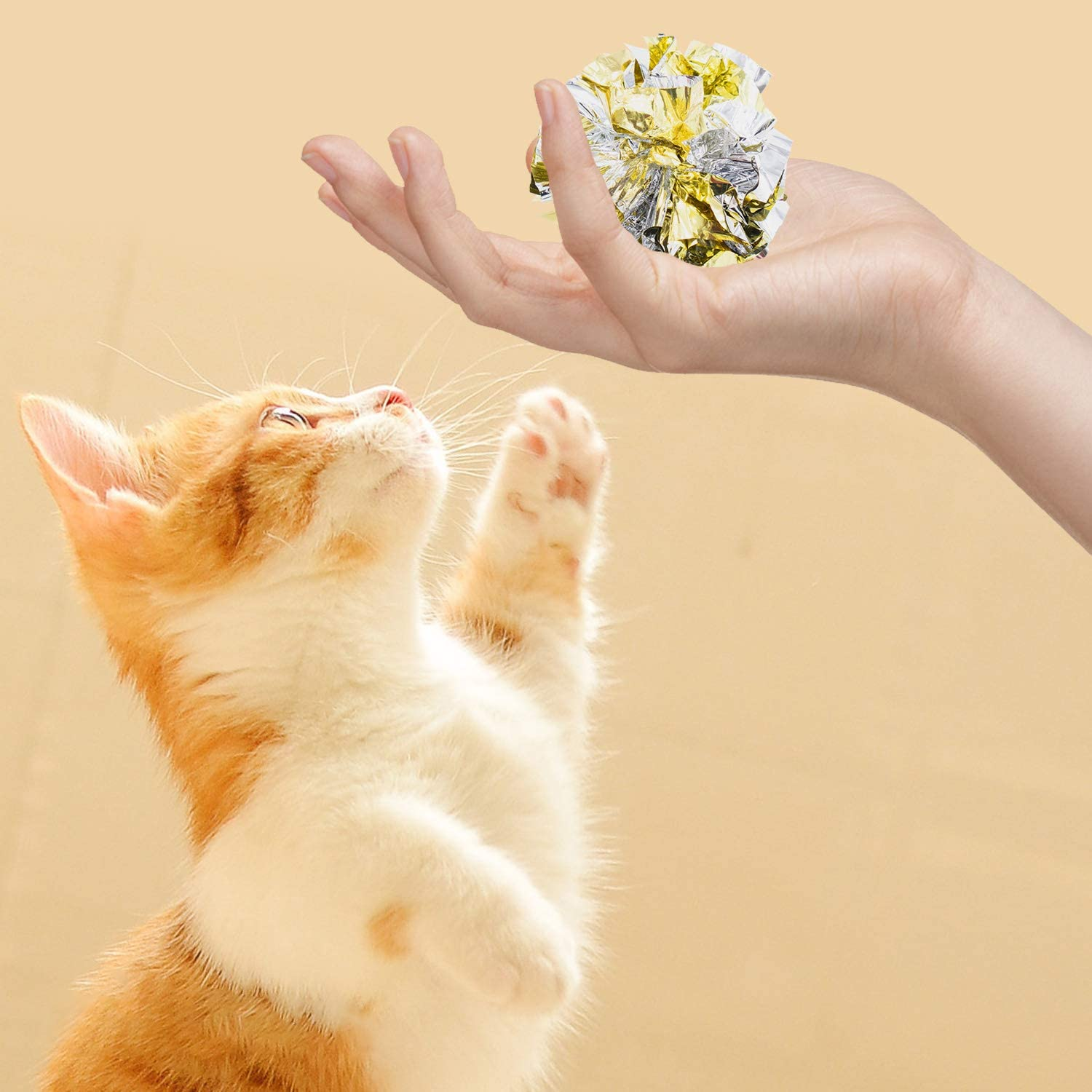 VAPKER 6Cm/2.36 Inches Large Cat Crinkle Balls Toys, Colorful Mylar Crinkle Balls for Pet Kitten(18Pcs Random Color) image number 2