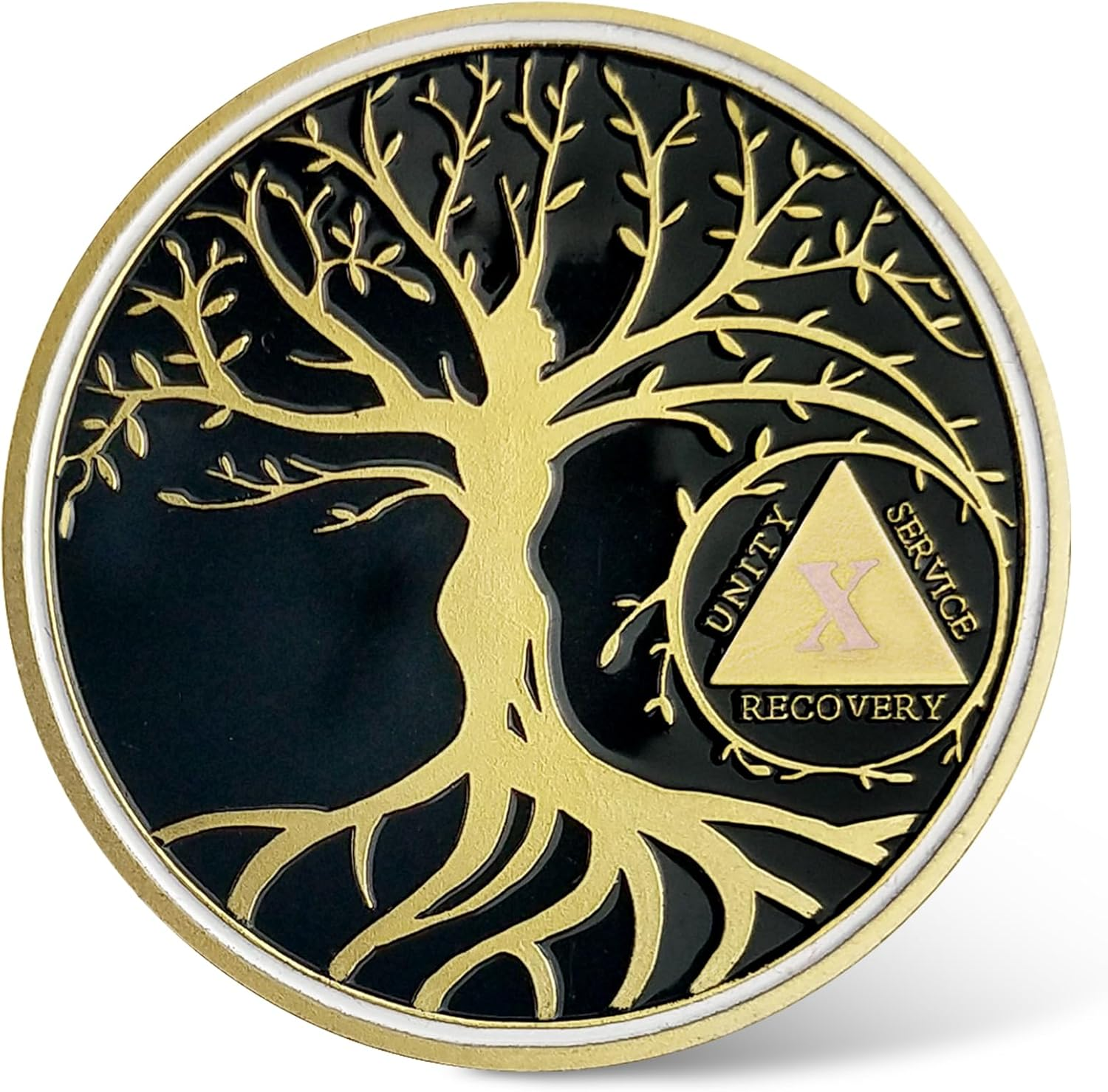 10 Year Sobriety Coin, Tree of Life AA Chips and Medallions Sobriety Recovery Chip Anniversary Sober Token Alcoholics Anonymous Recovery Gifts for Women Men image number 1