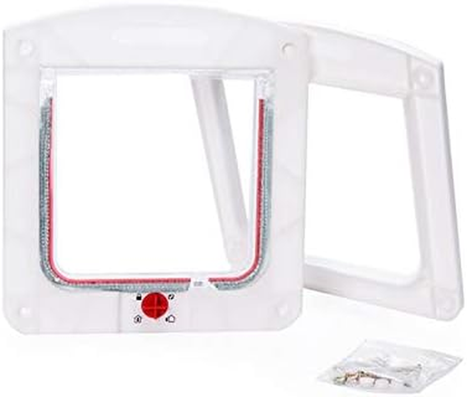 4-Way Lockable Cat Flap,Pet Cat Door Hole Dog Door Hole Can Control Two-Way Door for Free Entry and Exit of Pets. (White, One Size) image number 5