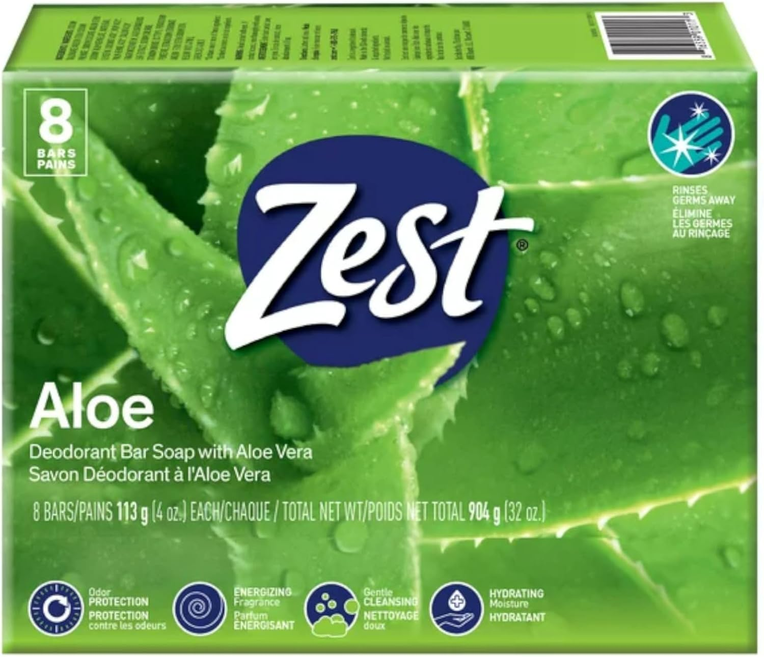 Zest Bar Soap, Fresh Aloe, 4 Oz, 16 Bars Pack image number 1