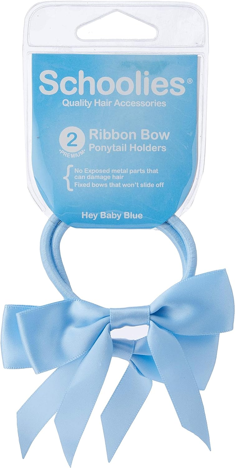 Schoolies Hair Accessories Ponytail Holder with Bow 2 Pieces, Angel White