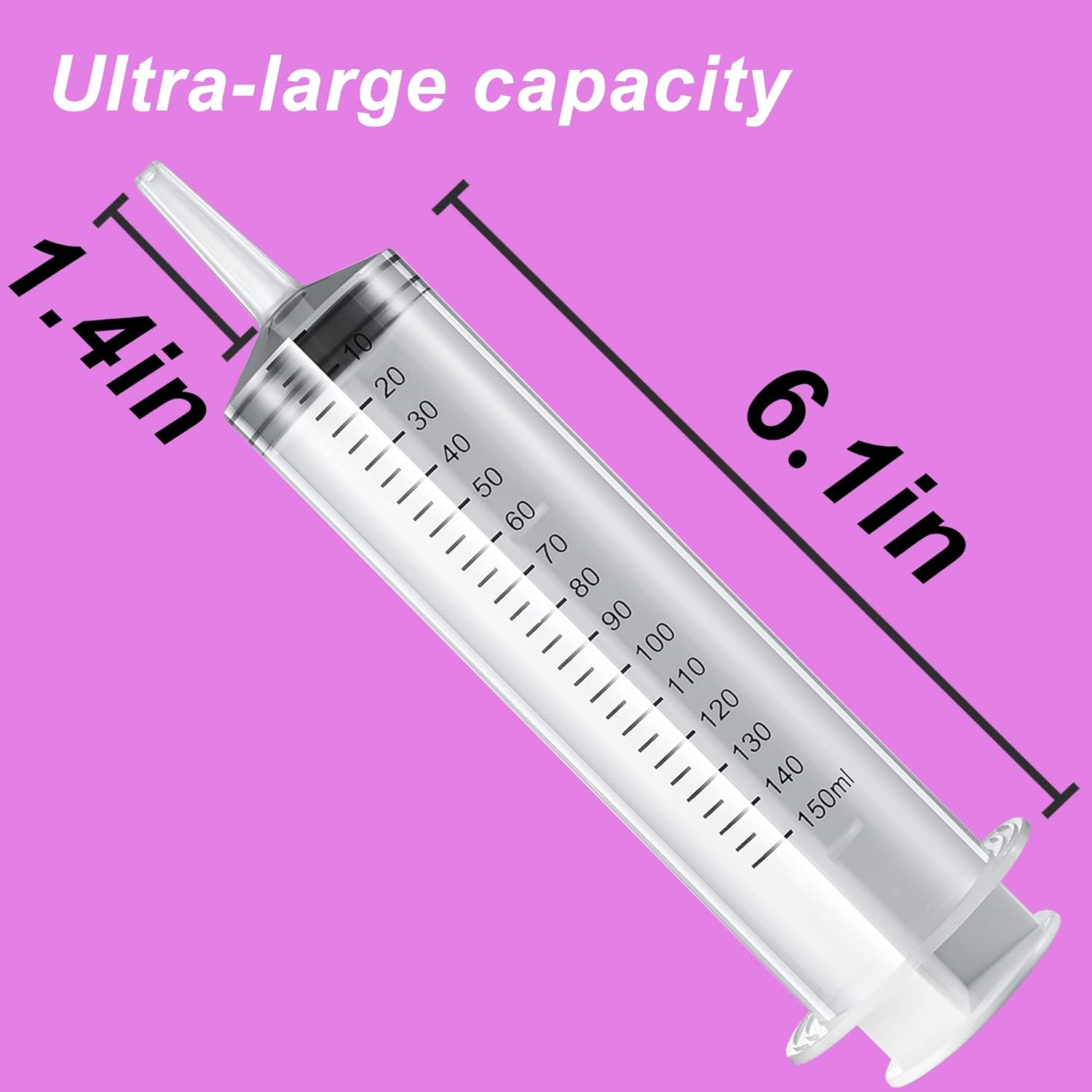 2 Pack 150Ml Large Syringes Big Syringes, Large Garden Syringe for Scientific Labs, Measuring, Watering, Refilling (150 ML) image number 2