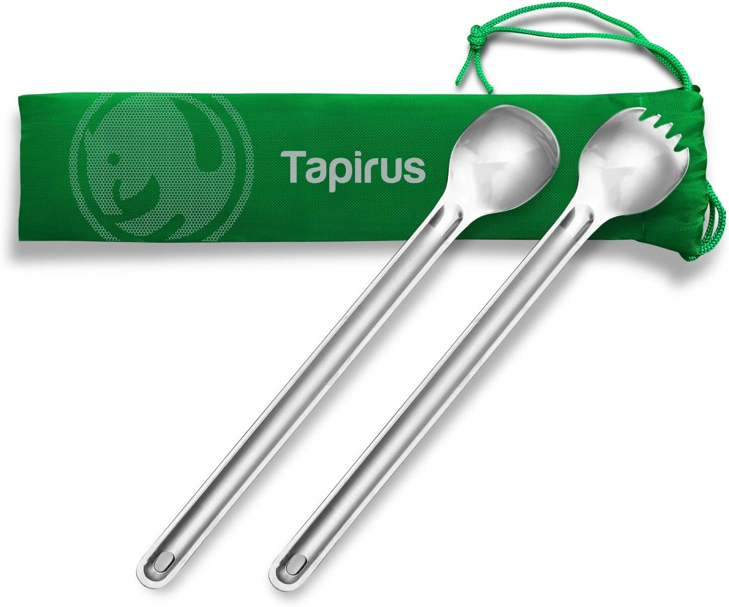 Tapirus - Long Spork and Long Spoon Set - 9.4-Inch Long Deep Reach Stainless Steel Eating Utensils for MRE Bag - Keep Hands Clean and Away from Heat - Carry Bag Ideal for Hiking, Camping, Backpacking image number 6