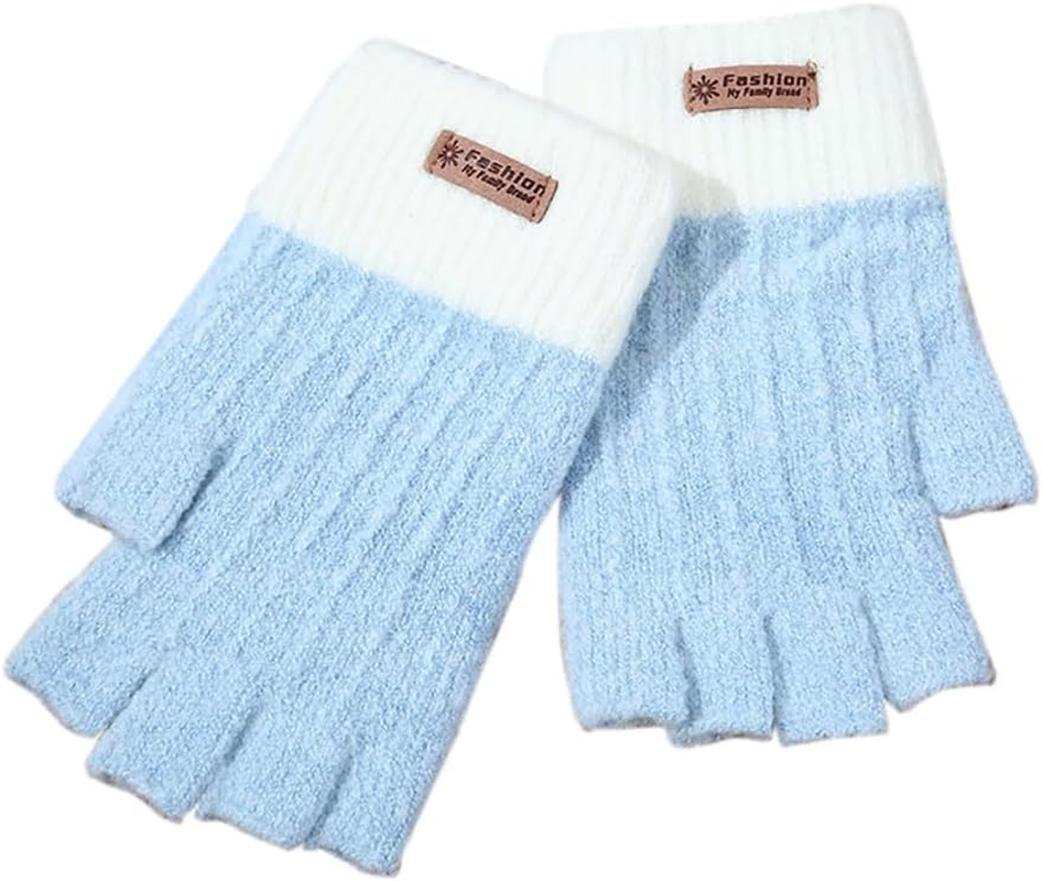 Winter Fingerless Gloves Women Men Warm Knit with Thermal Fleece Lined Ladies Cold Weather Touchscreen