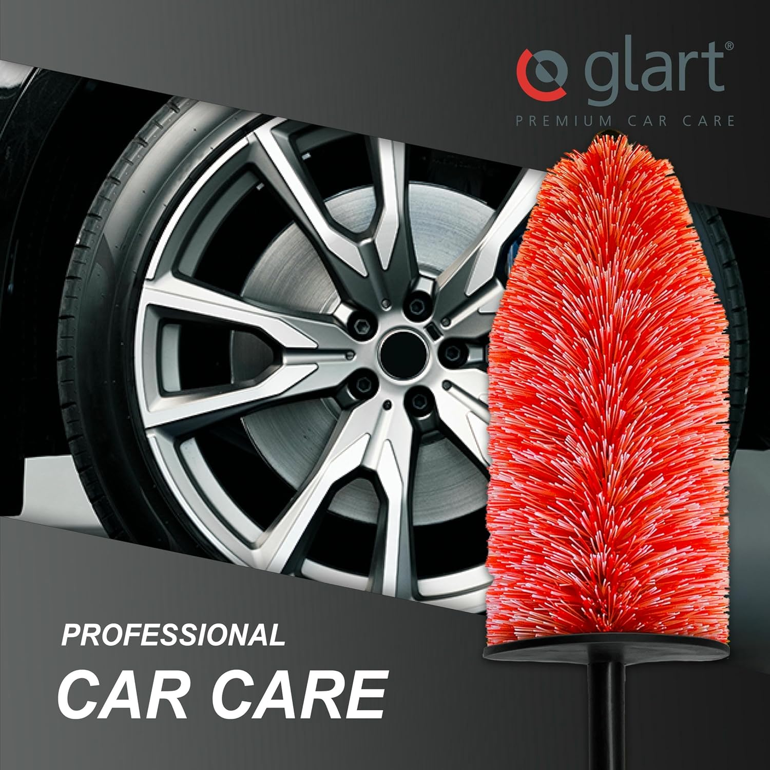 Glart 44FB3 Pack 44FB Set of 3 Car Wheel Rim Brush for Alloy Rims, Steel Rims, Cleaning & Care of Rims Such as Rim Cleaner without Microfibre Cloth, Black image number 3