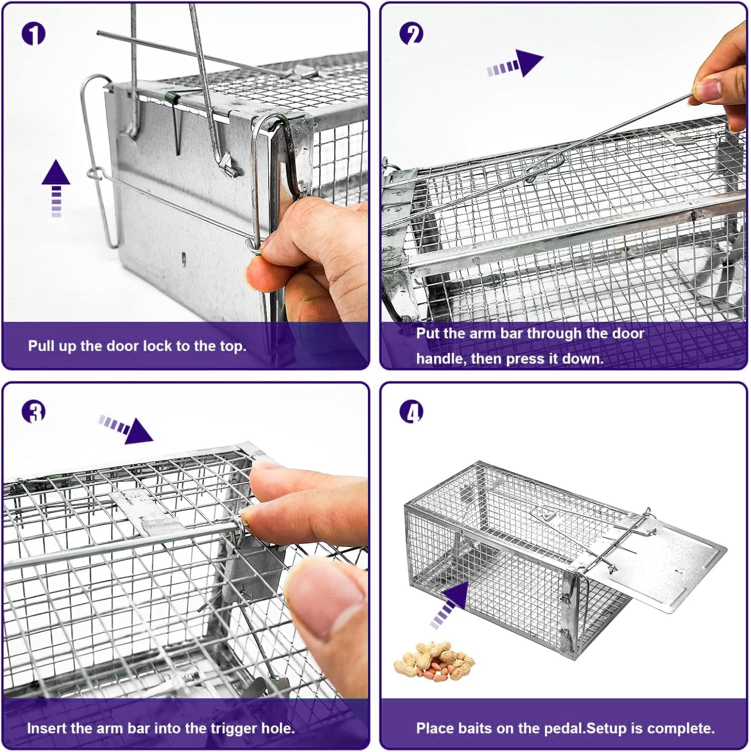 Humane Mouse Trap No Kill for Mice, Rat Cage Trap Suitable for Capturing Mice or Hamsters Alive, Best Indoor Outdoor Mousetrap Catcher Non Killer Small Mole Capture Cage, Friendly Small Animal (Plata) image number 2