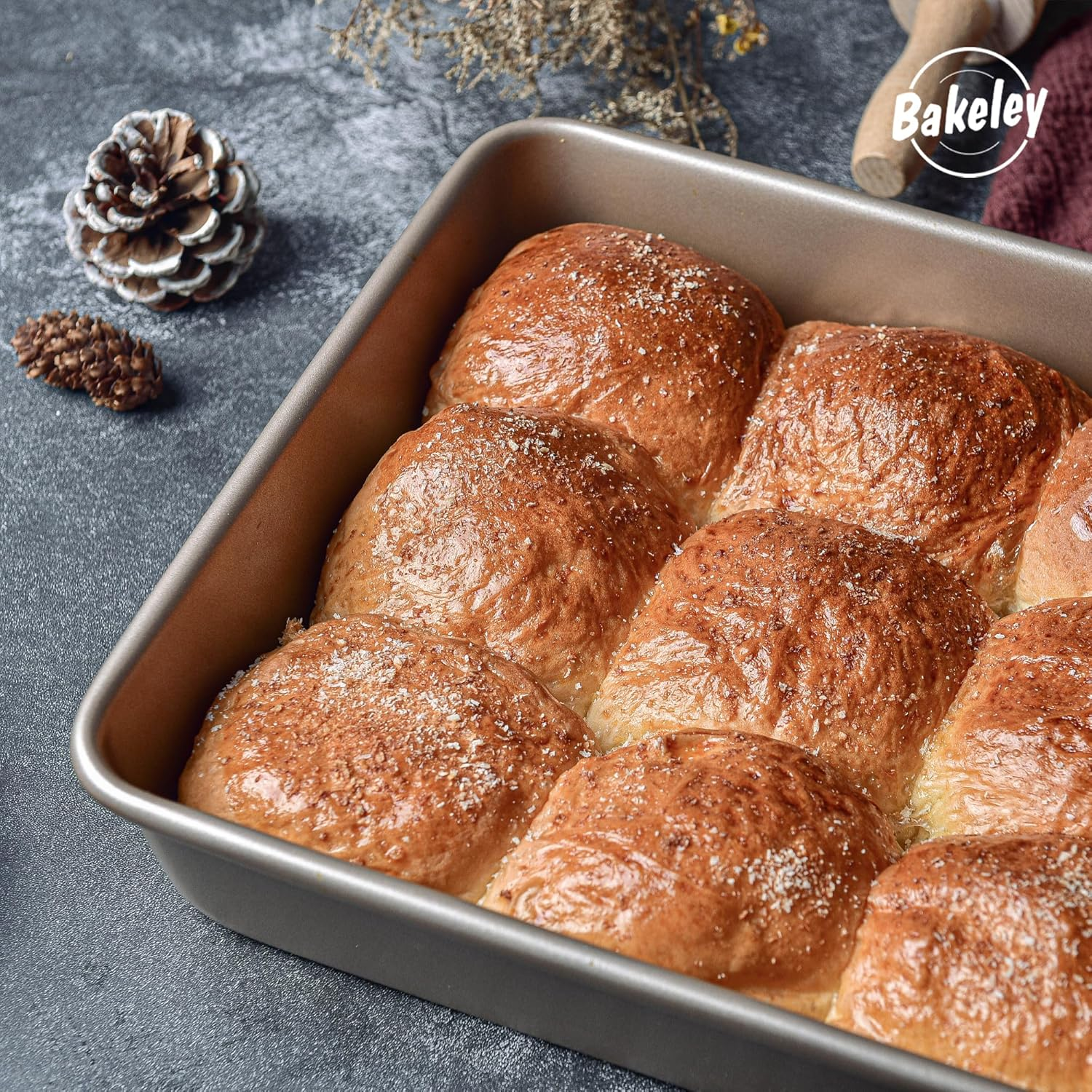 13-Inch Rectangle Cake Pan, Non-Stick Loaf Pan Deep Dish Bakeware for Oven Roasting Meat Bread Jelly Roll Battenberg Pizzas Pastries 34.8Cm X24.8Cm X 6Cm (Champagne Gold) image number 3