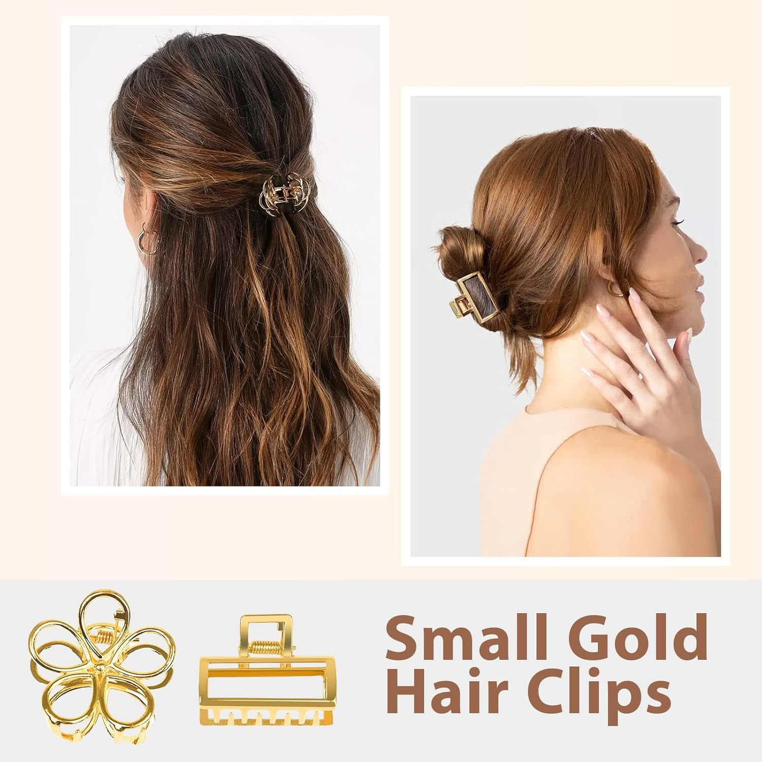 Goiern Small Gold Hair Clips, Pack of 8 Mini Hair Clips for Women, Metal Hair Accessories, Mini Hair Clips for Thick and Thin Hair image number 2